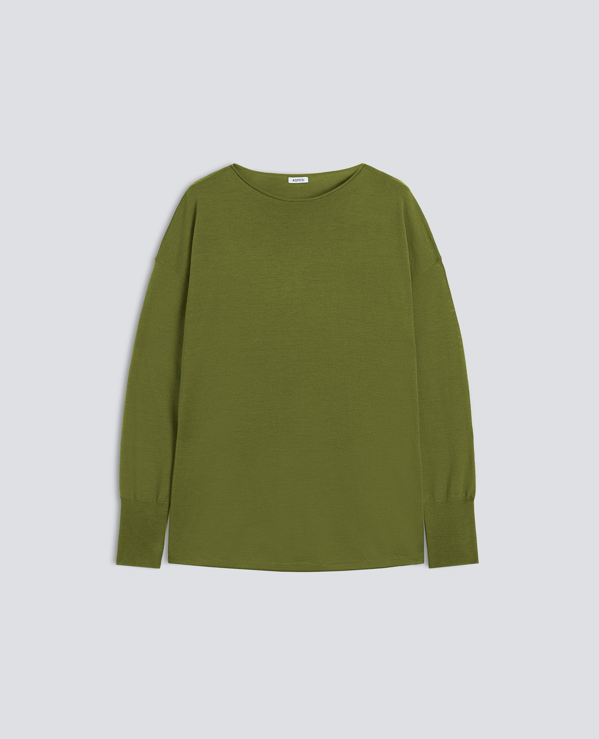 MAGLIA SCOLLO A BARCHETTA IN LANA MERINOS - GREEN - ASPESI