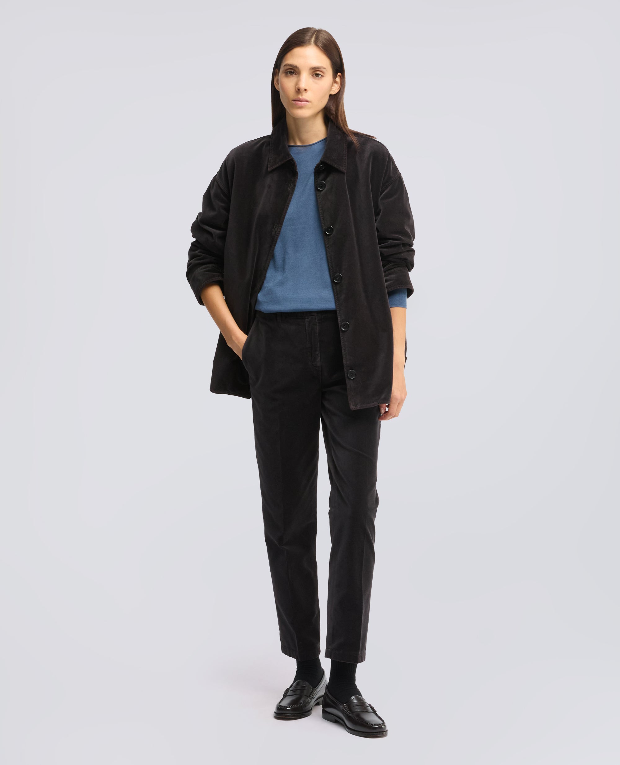 MAGLIA SCOLLO A BARCHETTA IN LANA MERINOS - AIR FORCE BLUE - ASPESI