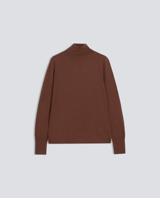 MAGLIA DOLCEVITA IN LANA MERINOS - BROWN