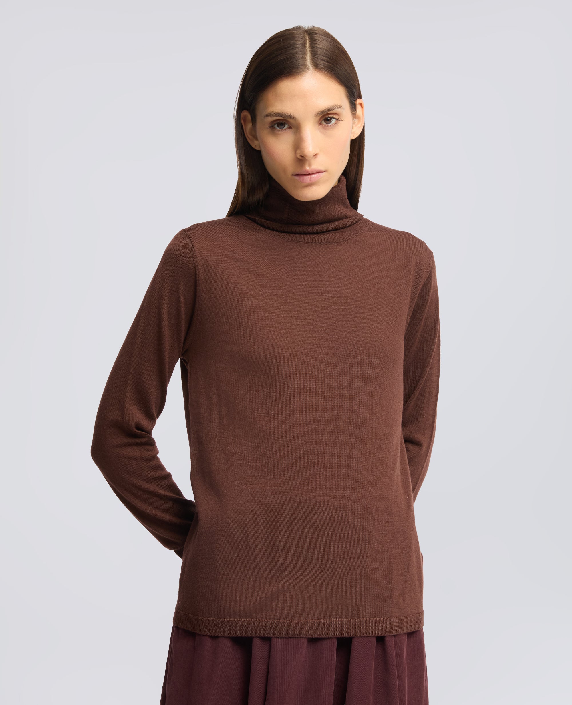 MAGLIA DOLCEVITA IN LANA MERINOS - BRAUN - ASPESI