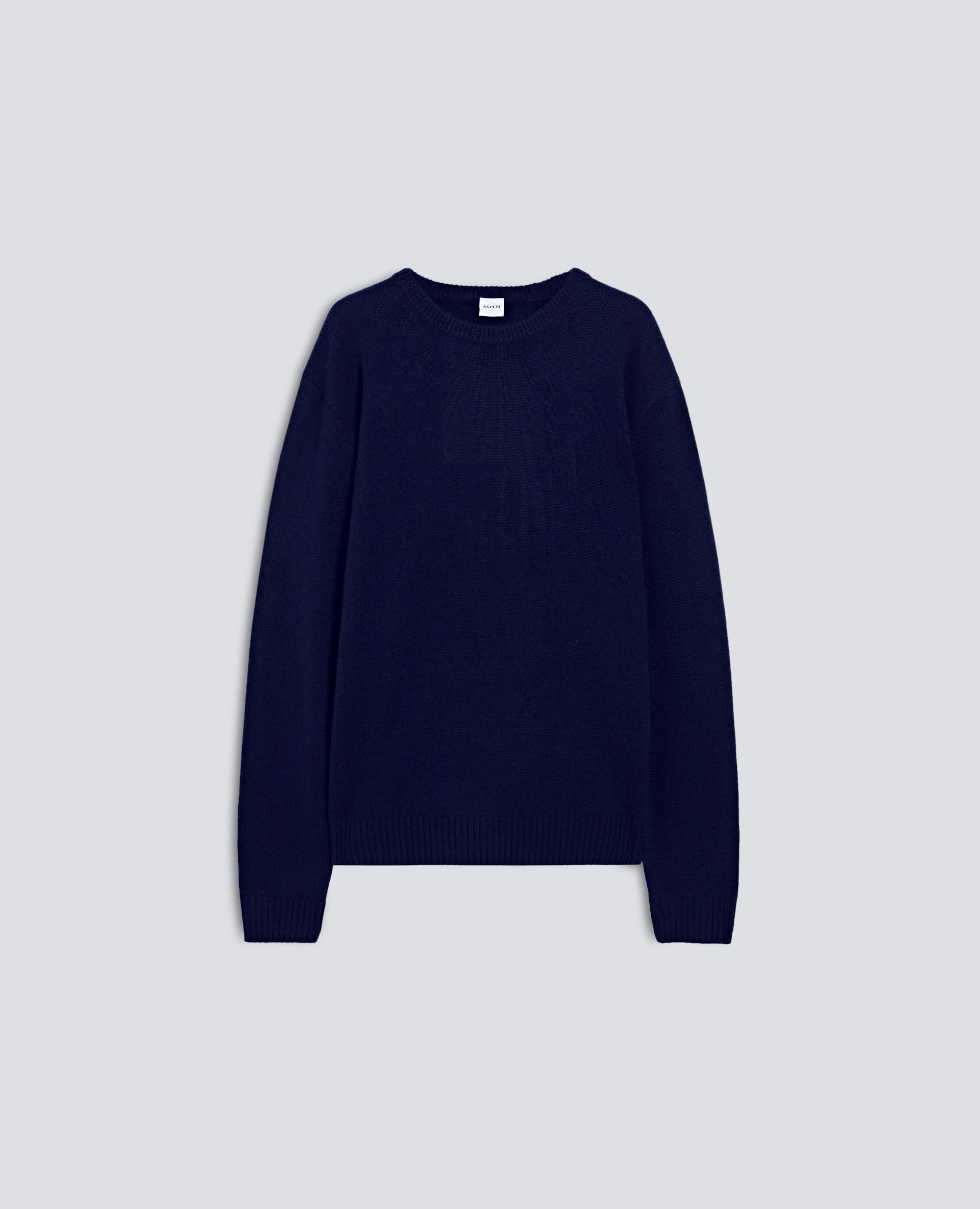 RUNDHALS-STRICKPULLOVER AUS KASCHMIR - BLU - ASPESI