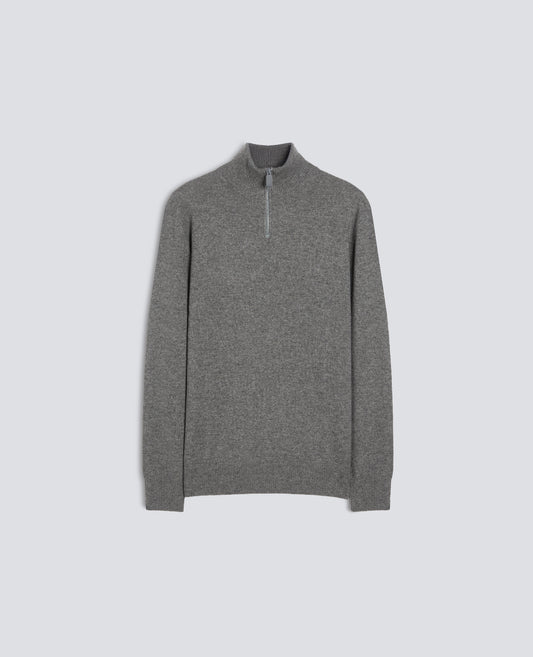 MAGLIA CON COLLO ALTO IN MISTO LANA, YAK E CASHMERE - GRIGIO