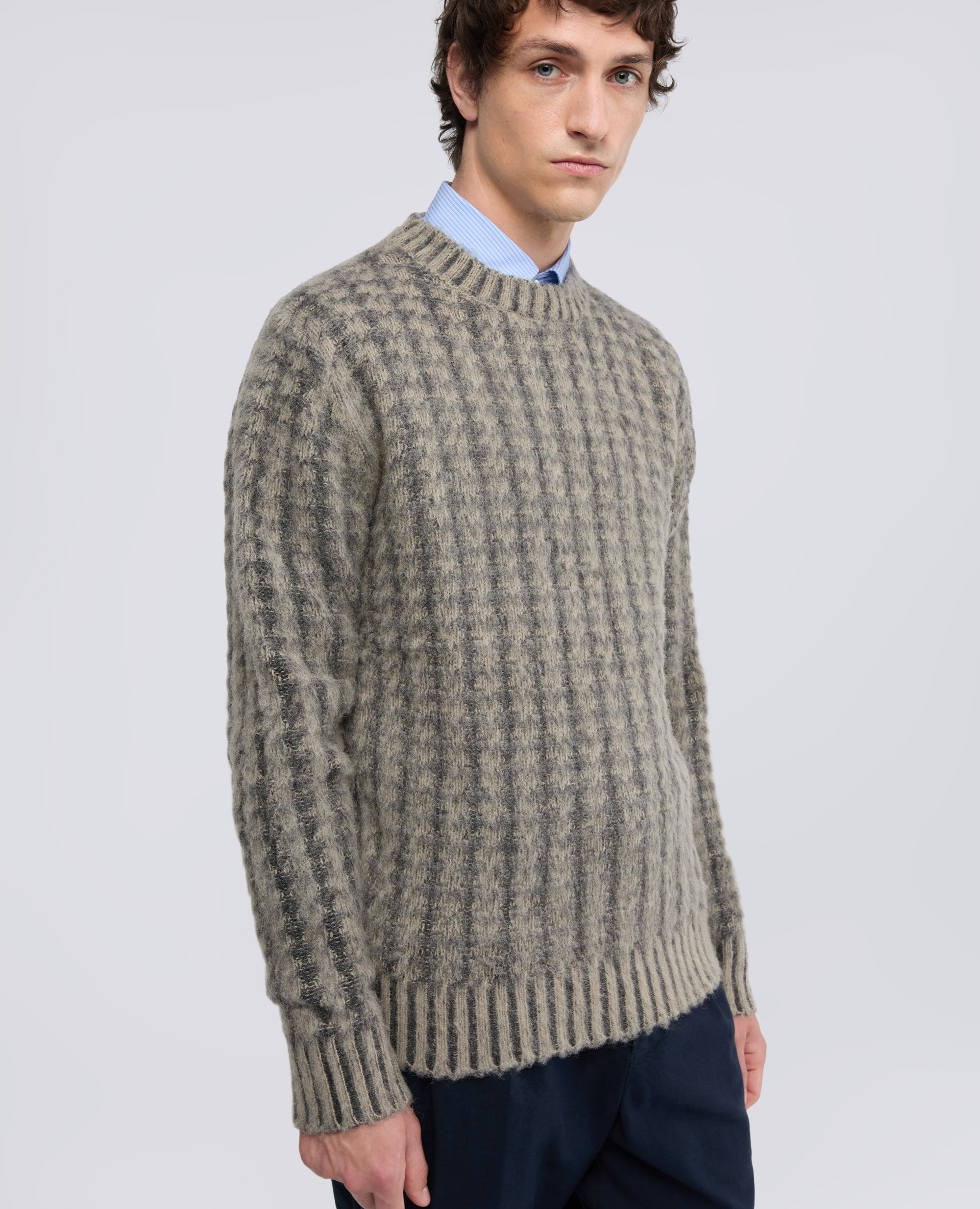 MAGLIA GIROCOLLO IN LANA SHETLAND - GRIS - ASPESI