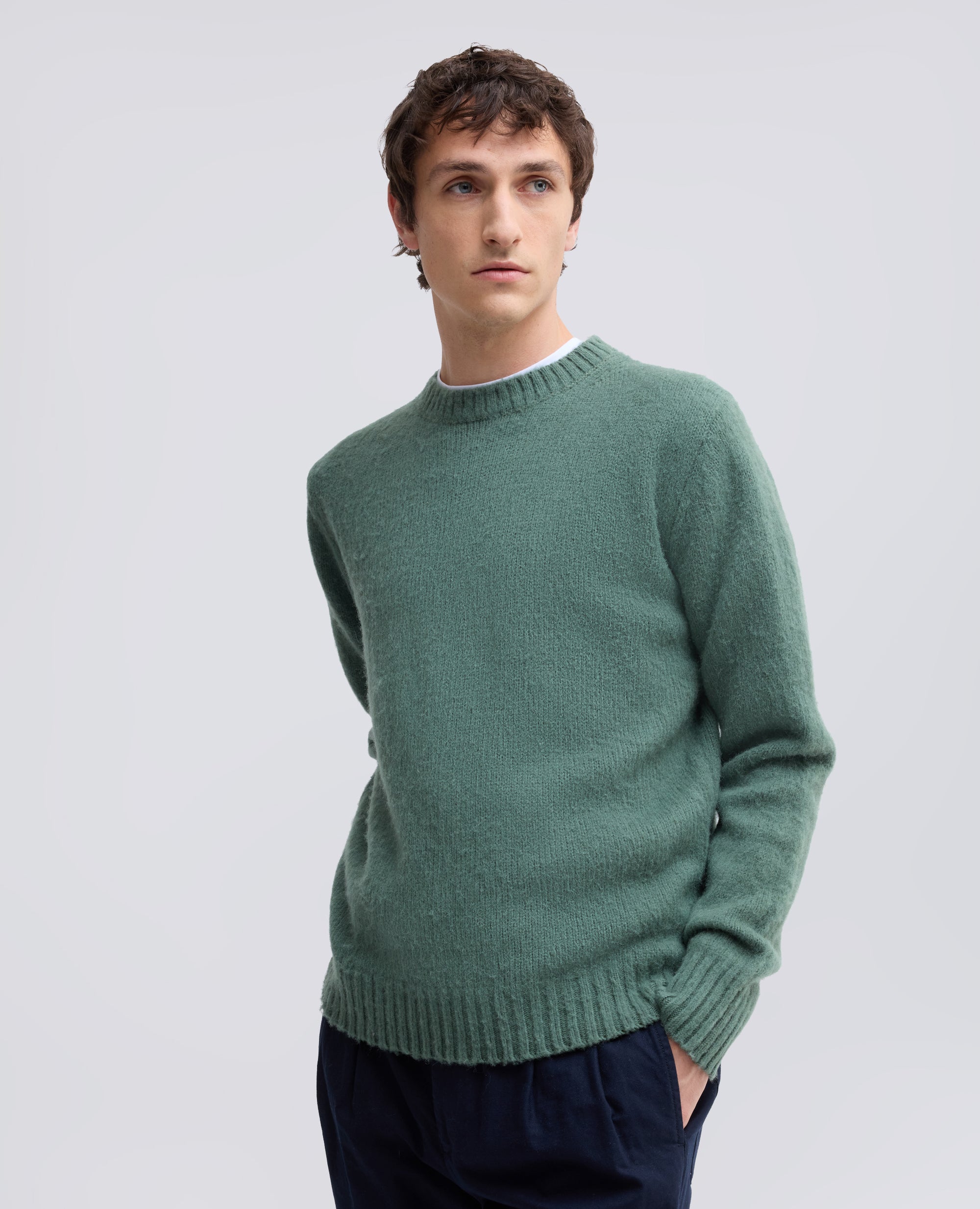 MAGLIA GIROCOLLO IN LANA SHETLAND - VERDE - ASPESI