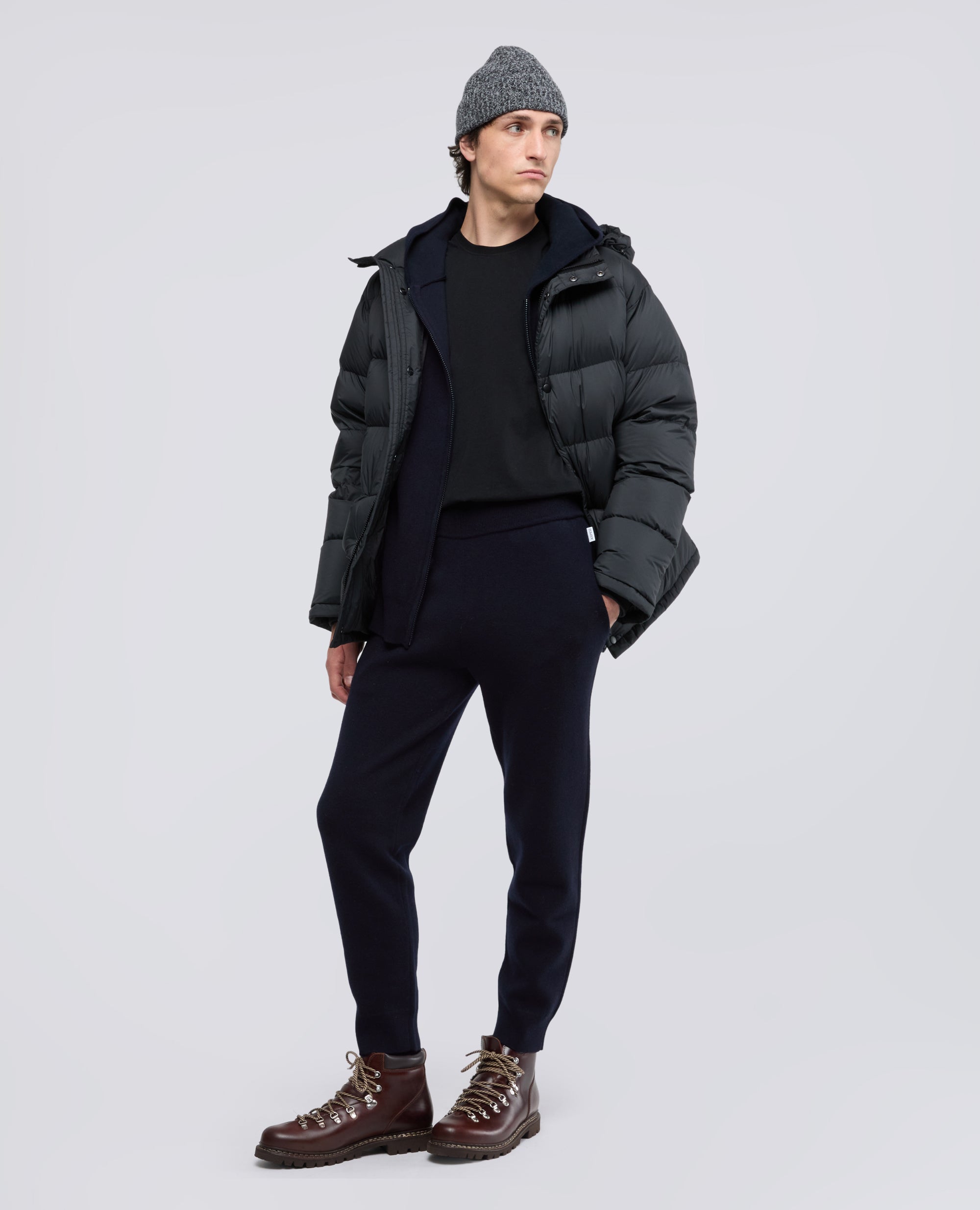 PANTALON EN HILO DE DOBLE FONTURA DE LANA Y ALGODON - BLU BLACK - ASPESI