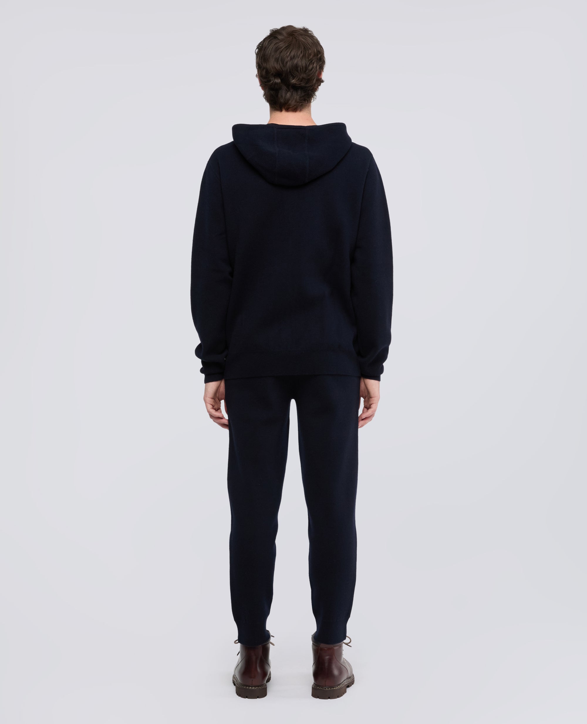 STRICKPULLOVER MIT KAPUZE AUS DOPPELBETT-STRICKGARN AUS WOLLE UND BAUMWOLLE - BLU BLACK - ASPESI