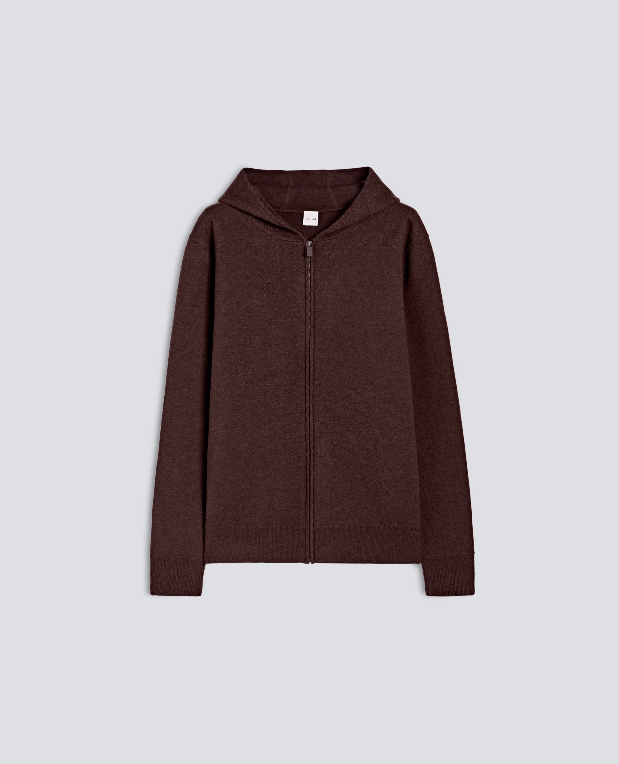 MAGLIA CON CAPPUCCIO IN LANA E COTONE - MARRONE - ASPESI