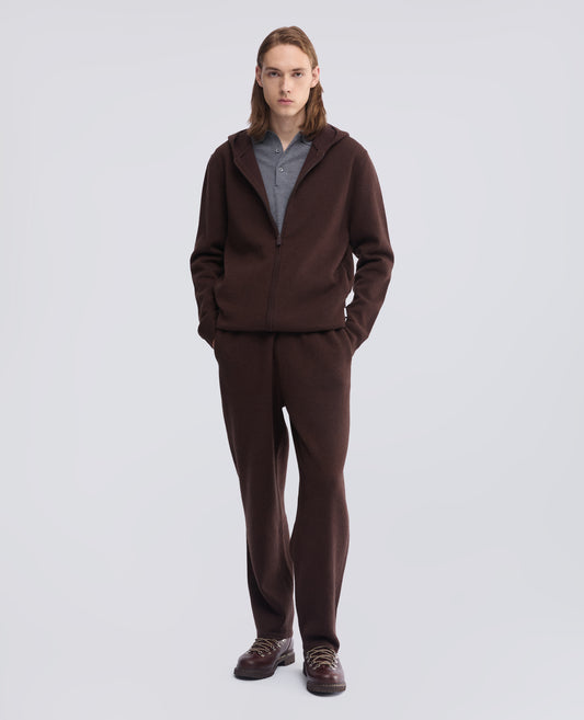 WOOL AND COTTON HOODIE - BROWN - ASPESI