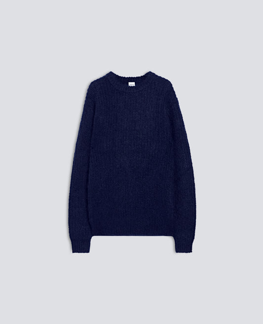 MAGLIA GIROCOLLO A COSTE IN MOHAIR E LANA - BLU - ASPESI