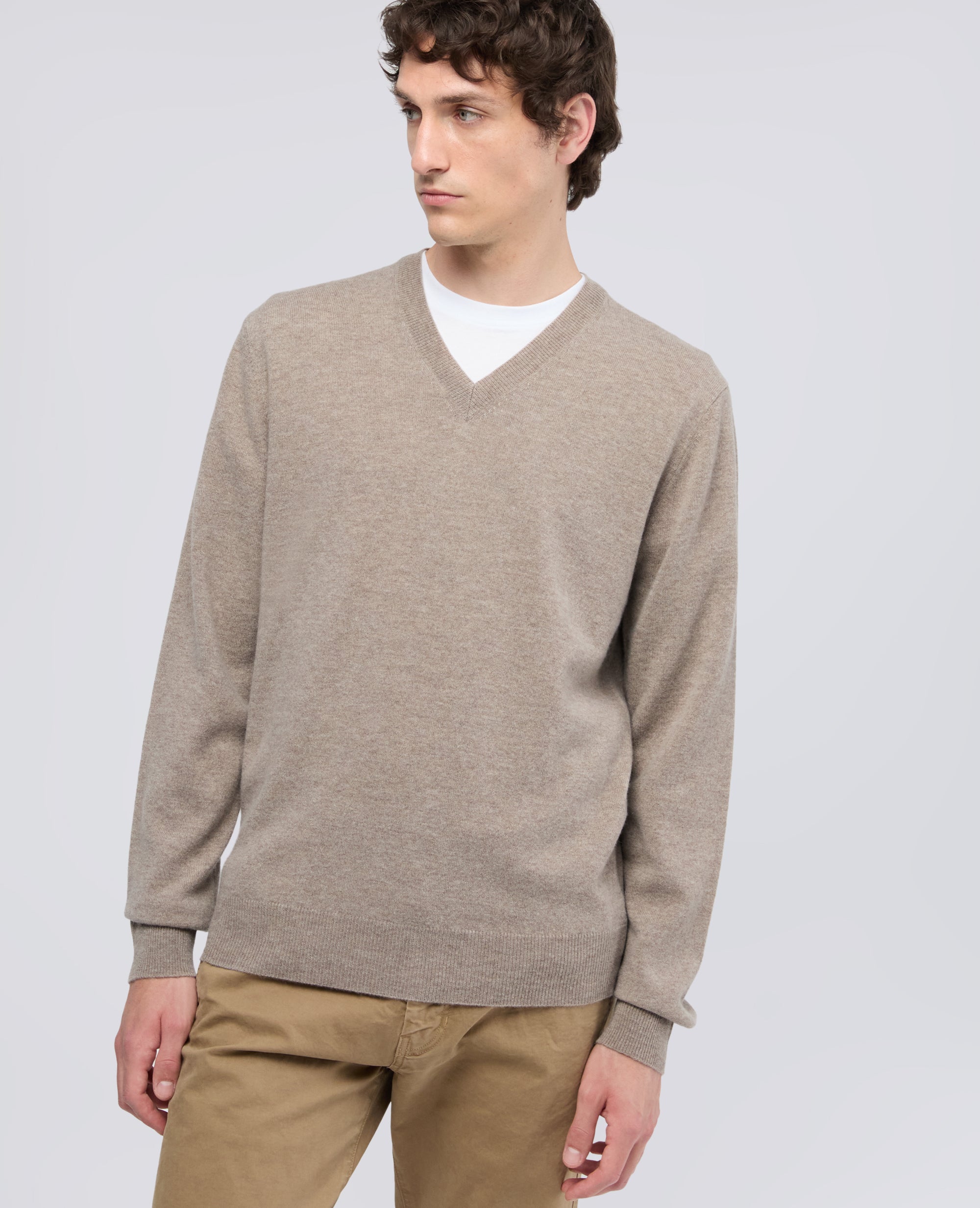 MAGLIA SCOLLO A -V- IN LANA E CHASHMERE - TOURTERELLE - ASPESI