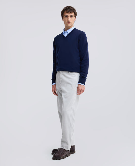 MAGLIA SCOLLO A -V- IN LANA E CHASHMERE - BLU - ASPESI