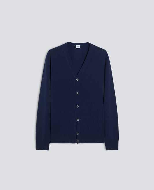 CARDIGAN IN LANA E CHASHMERE - NAVY