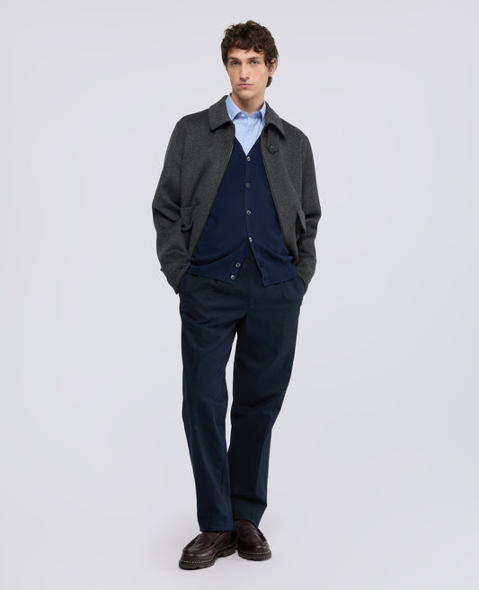 CARDIGAN IN LANA E CHASHMERE - NAVY