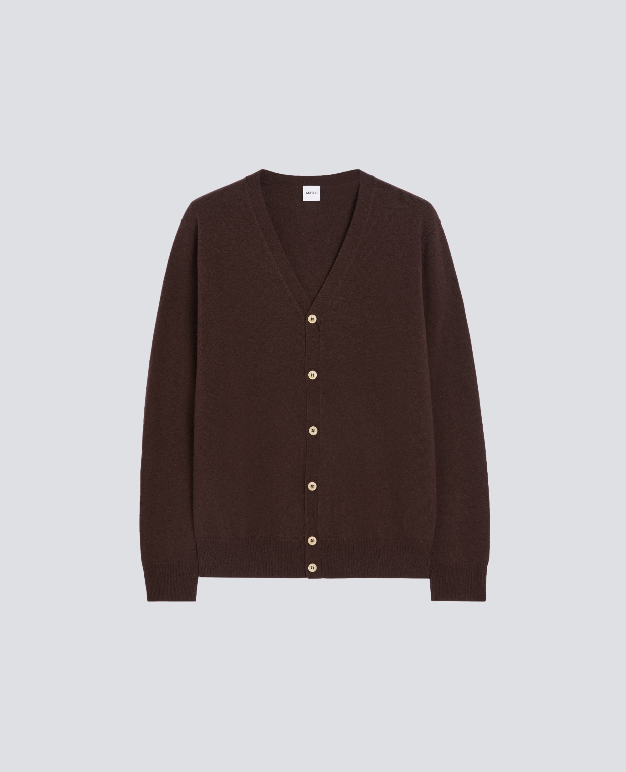 CARDIGAN IN LANA E CASHMERE - MARRONE - ASPESI