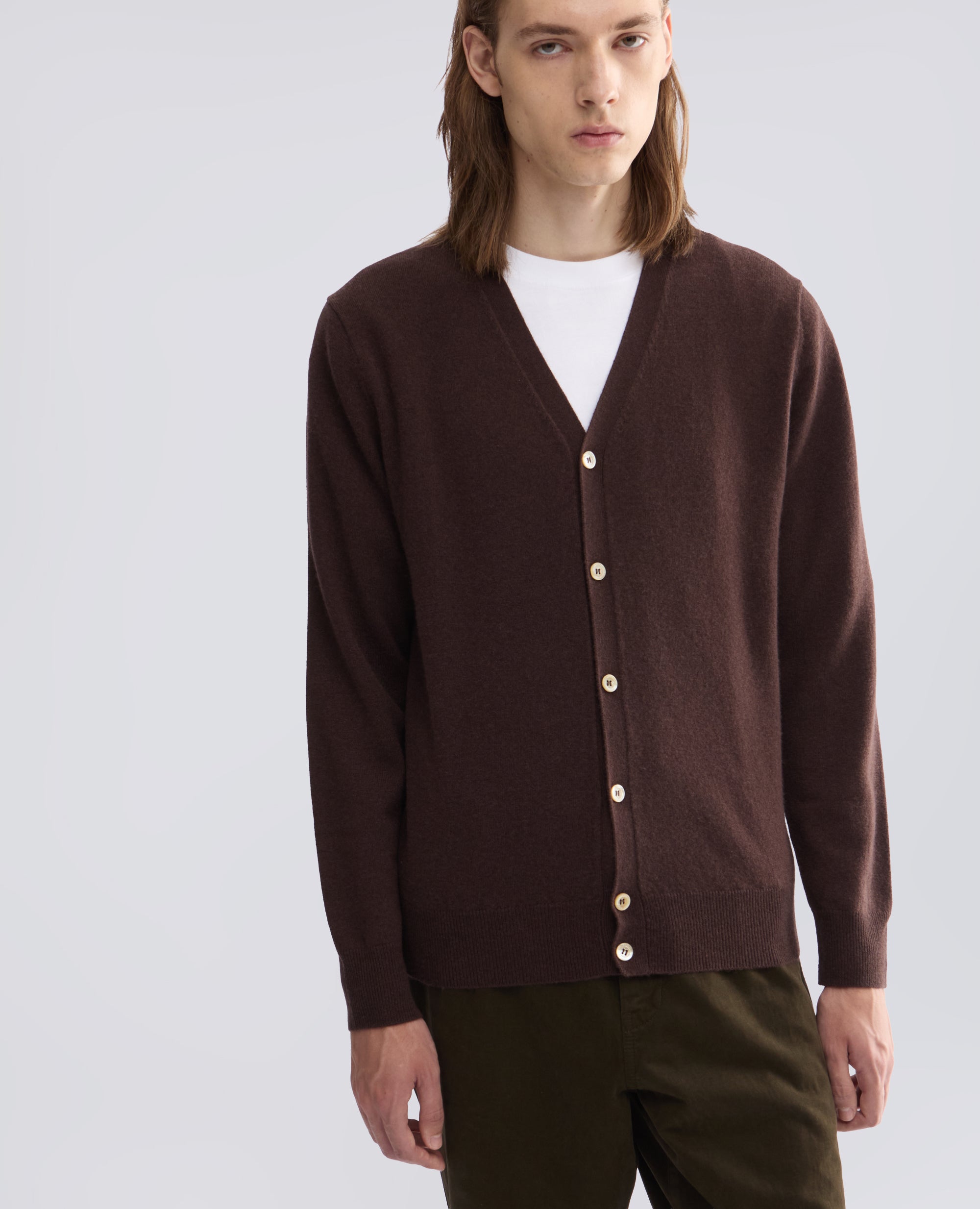 CARDIGAN IN LANA E CASHMERE - MARRONE - ASPESI