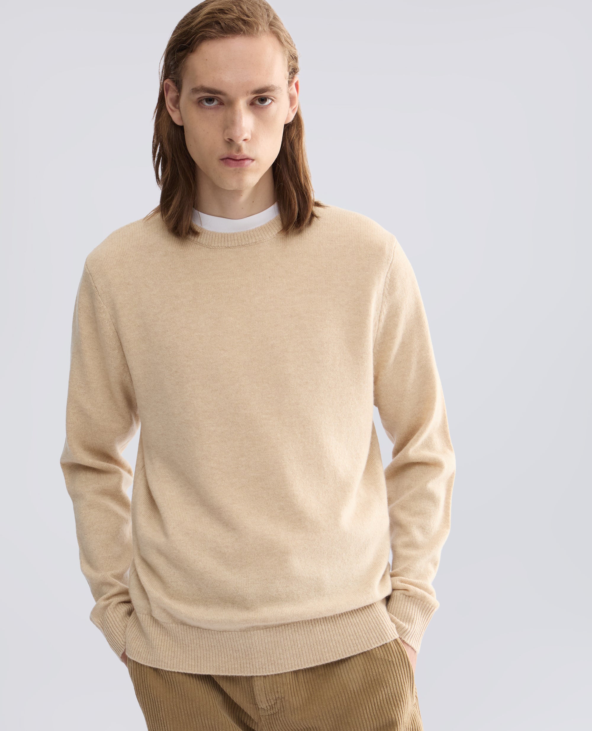 PULL RAS DU COU EN MELANGE LAINE, YAK ET CACHEMIRE - NATUREL - ASPESI