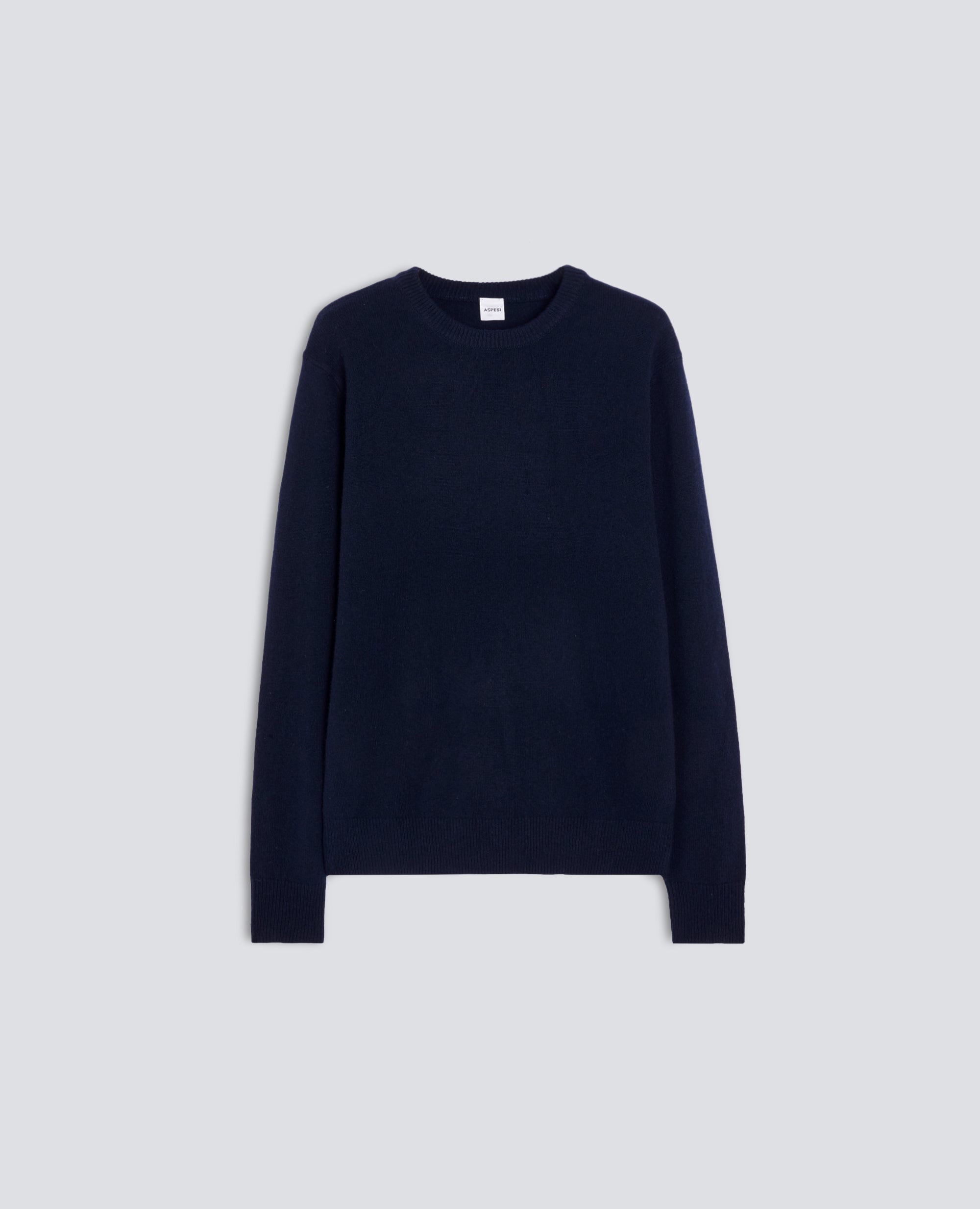 PULL RAS DU COU EN MELANGE LAINE, YAK ET CACHEMIRE - BLEU - ASPESI