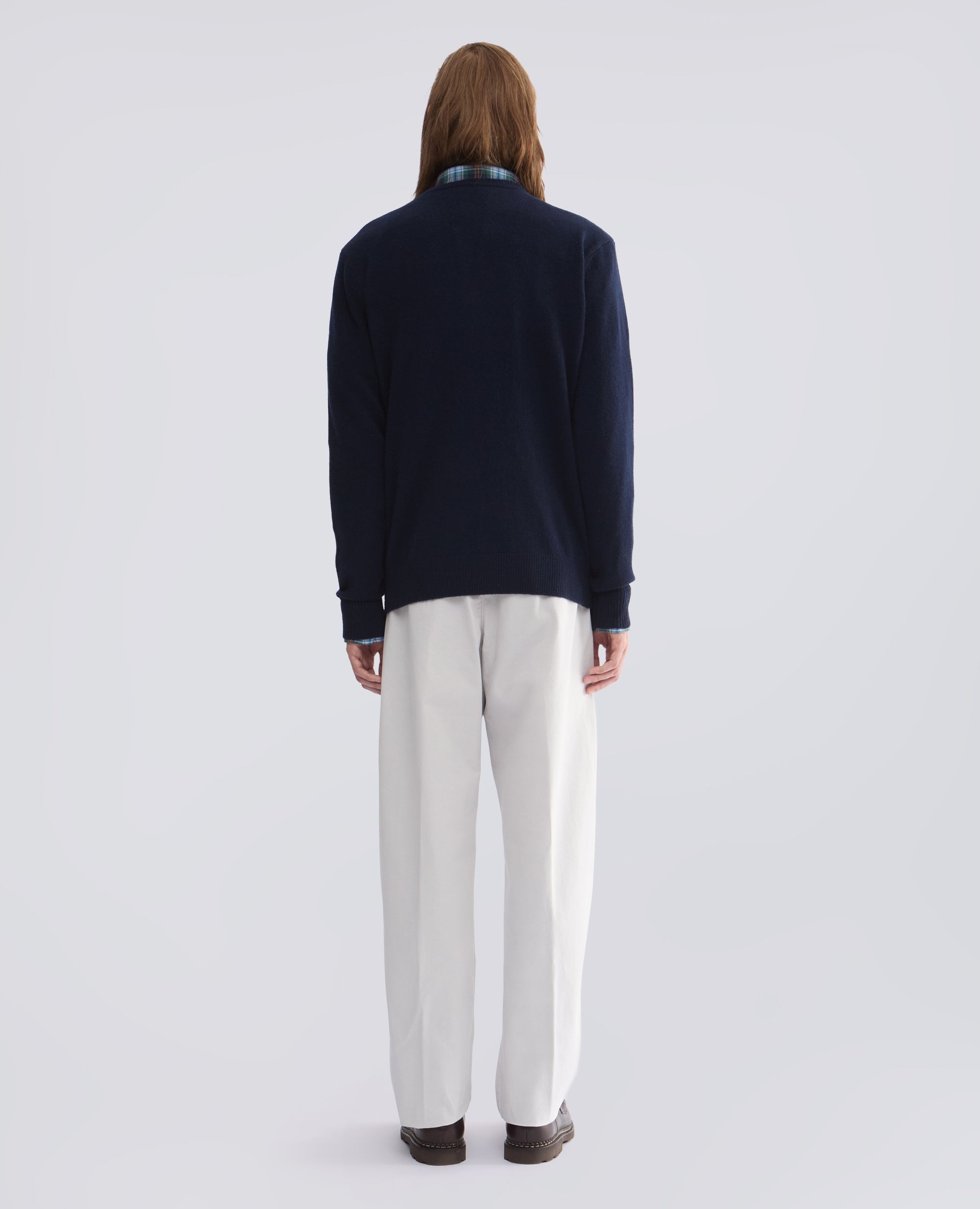 PULL RAS DU COU EN MELANGE LAINE, YAK ET CACHEMIRE - BLEU - ASPESI