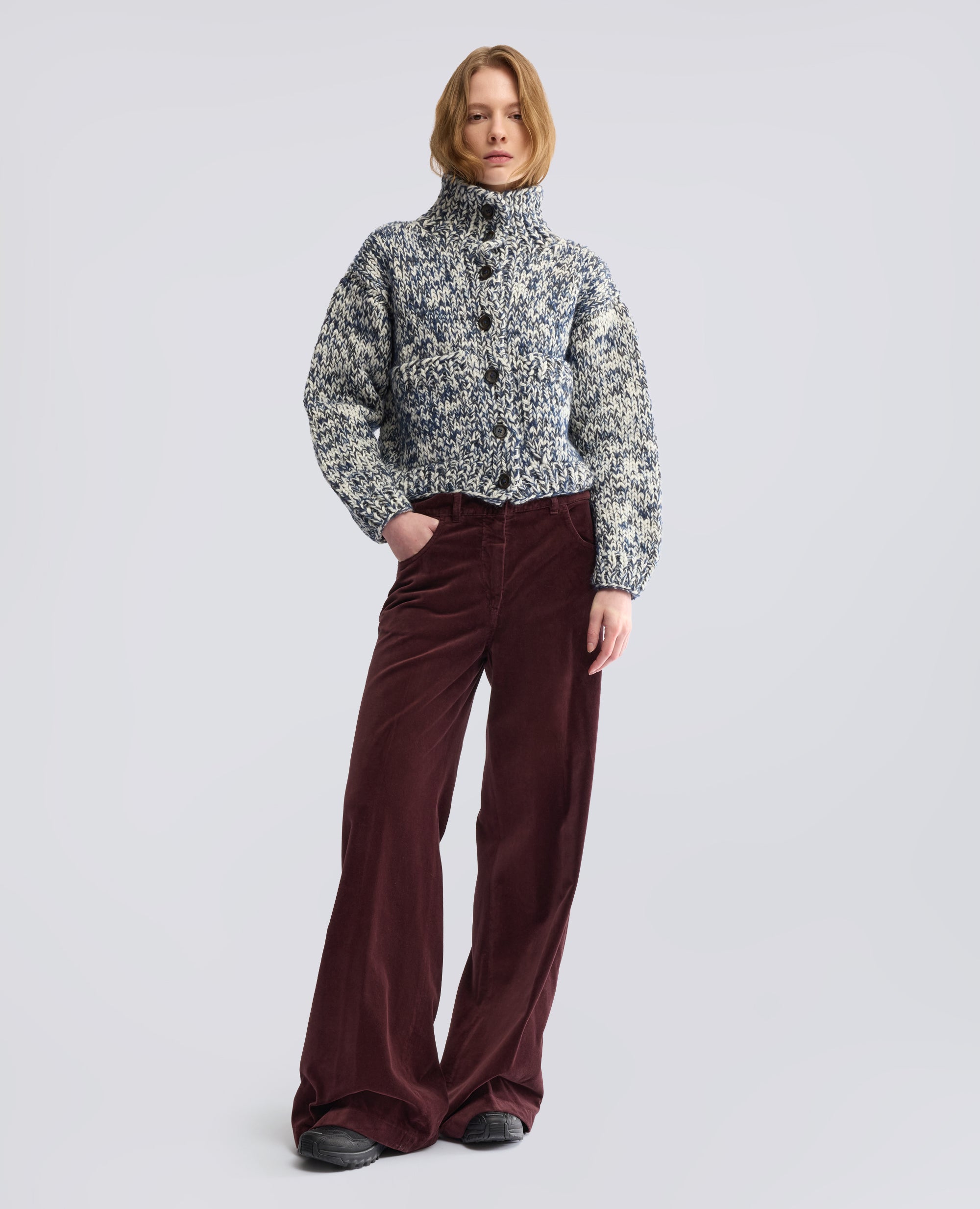 CARDIGAN IN LANA VERGINE E MOHAIR FATTO A MANO - MULTICOLOR - ASPESI
