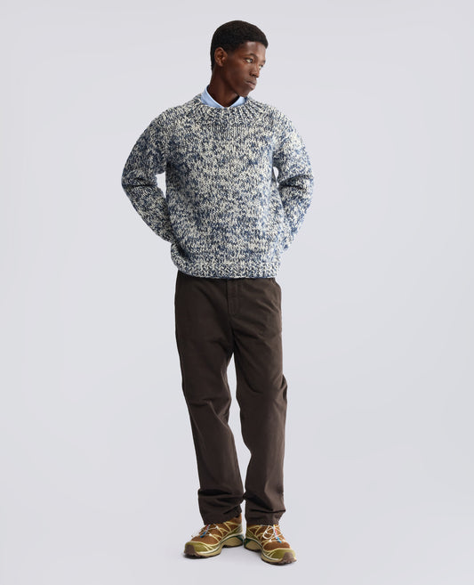 RUNDHALS-STRICKPULLOVER MIT HOHEM KRAGEN, HANDGEFERTIGT AUS SCHURWOLLE UND MOHAIR - MEHRFARBEN - ASPESI