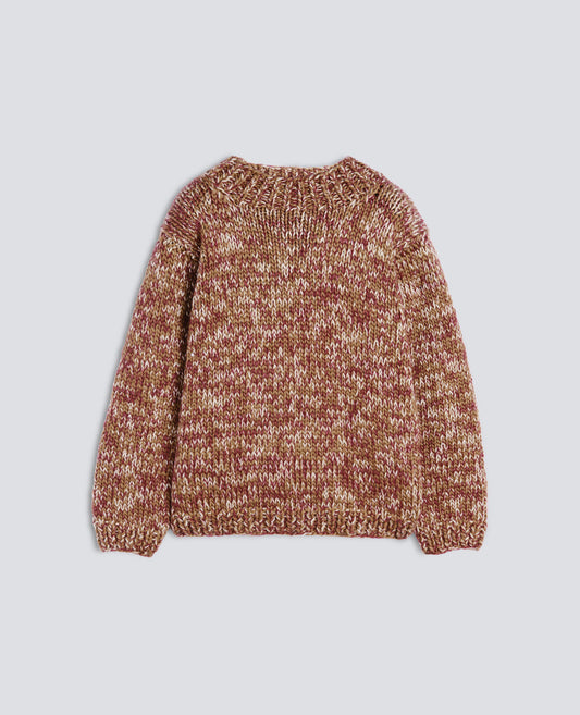 RUNDHALS-STRICKPULLOVER MIT HOHEM KRAGEN, HANDGEFERTIGT AUS SCHURWOLLE UND MOHAIR - BEIGE - ASPESI