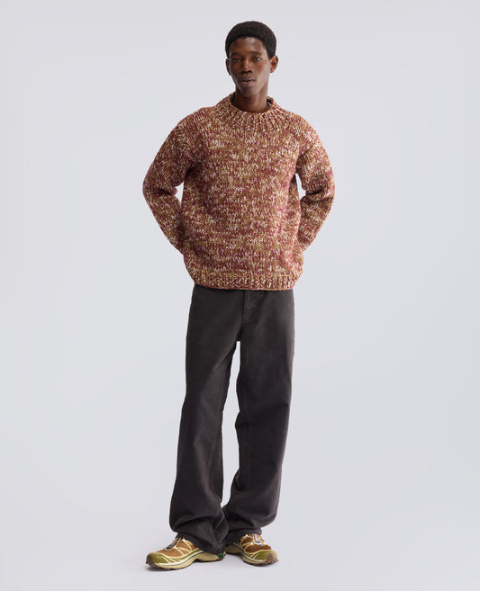 RUNDHALS-STRICKPULLOVER MIT HOHEM KRAGEN, HANDGEFERTIGT AUS SCHURWOLLE UND MOHAIR - BEIGE - ASPESI