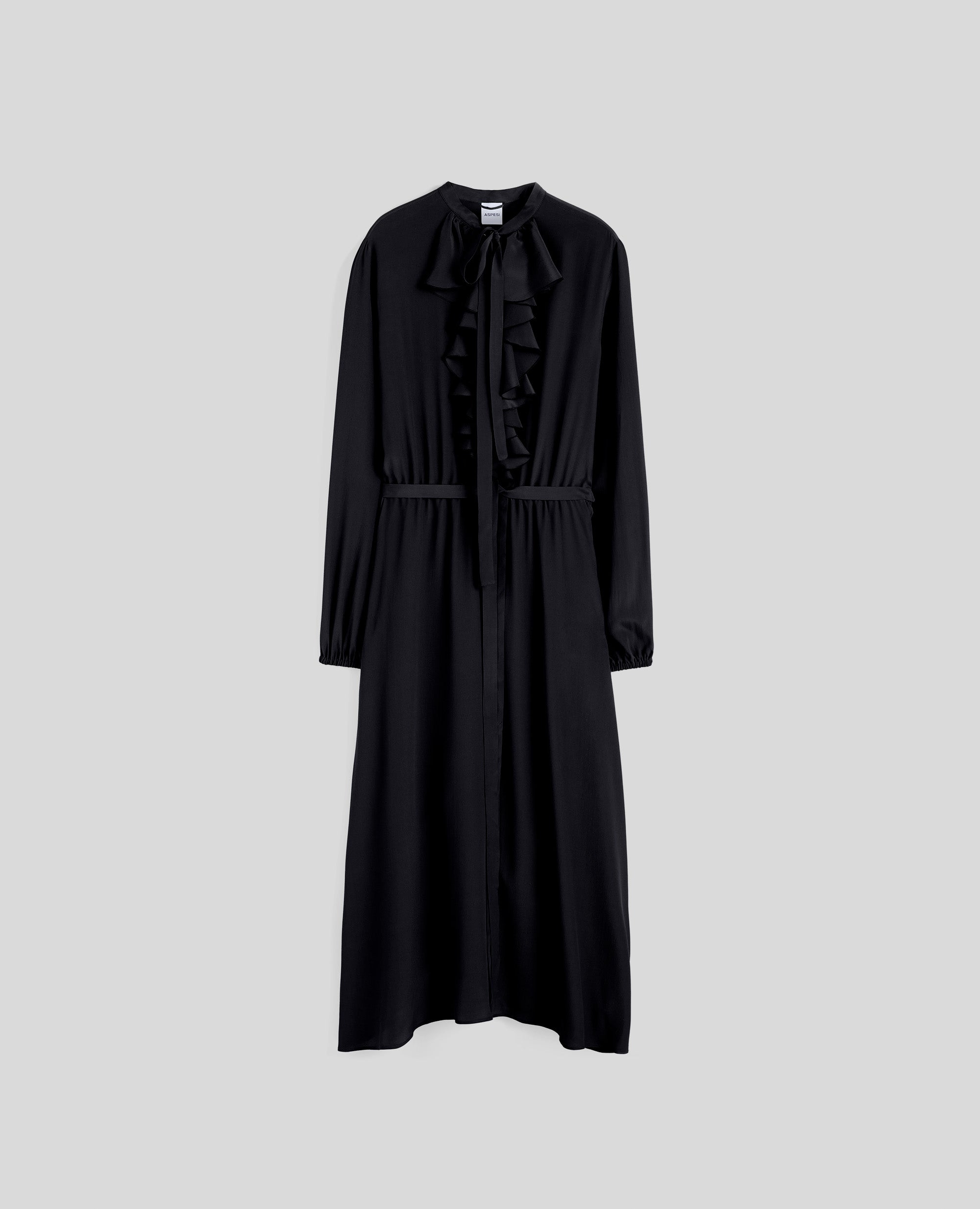 ABITO IN CREPE DE CHINE-NERO-BLACK-NEGRO-SCHWARZ-NOIR