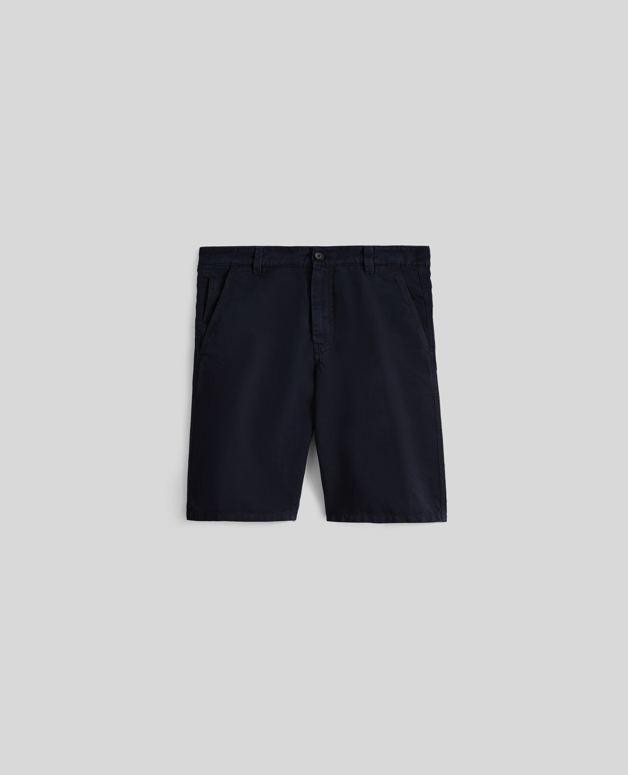 BERMUDA CHINO IN GABARDINA DI COTONE E LINO-NAVY-NAVY-AZUL MARINO-NAVY-NAVY