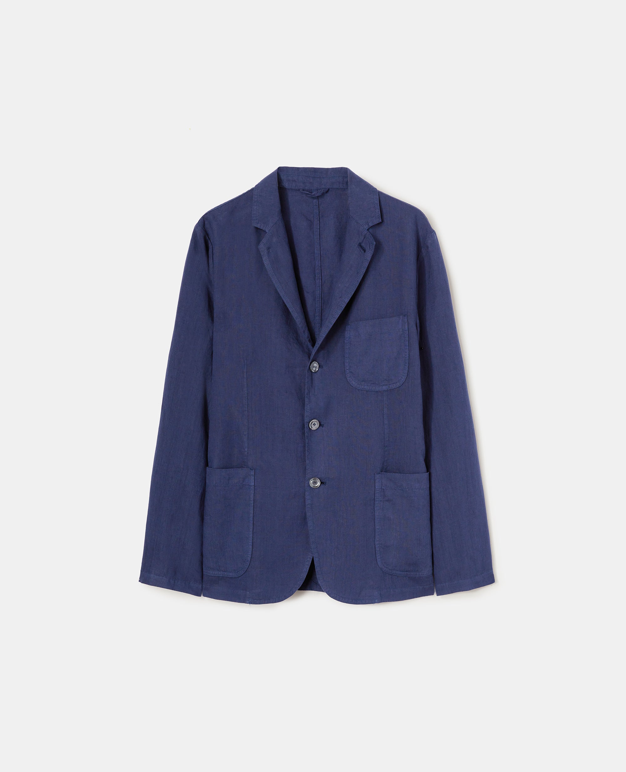 BLAZER IN LINO-BLU-BLUE-AZUL-BLAU-BLEU