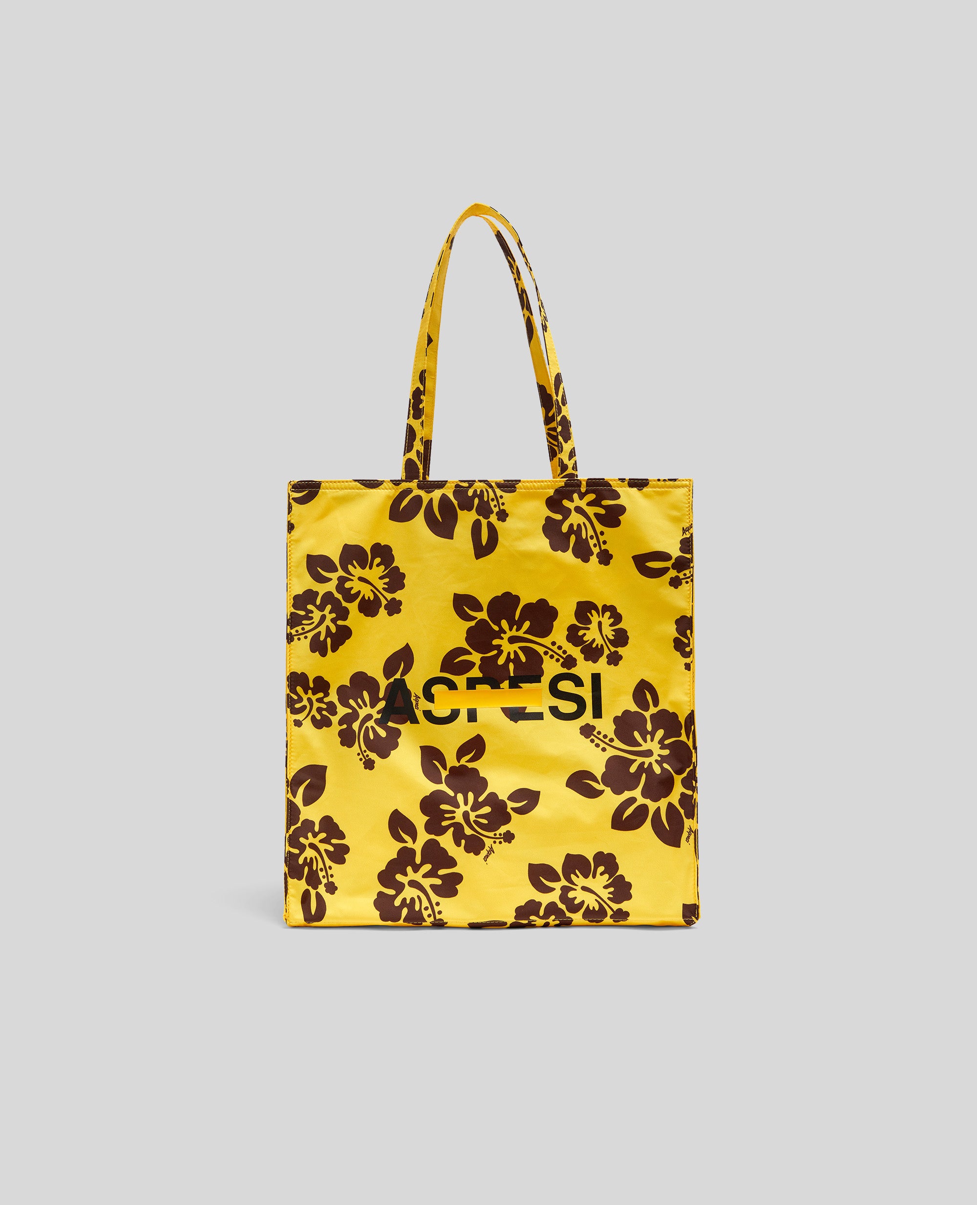 BORSA SHOPPER CON STAMPA HIBISCUS-GIALLO-YELLOW-AMARILLO-GELB-JAUNE