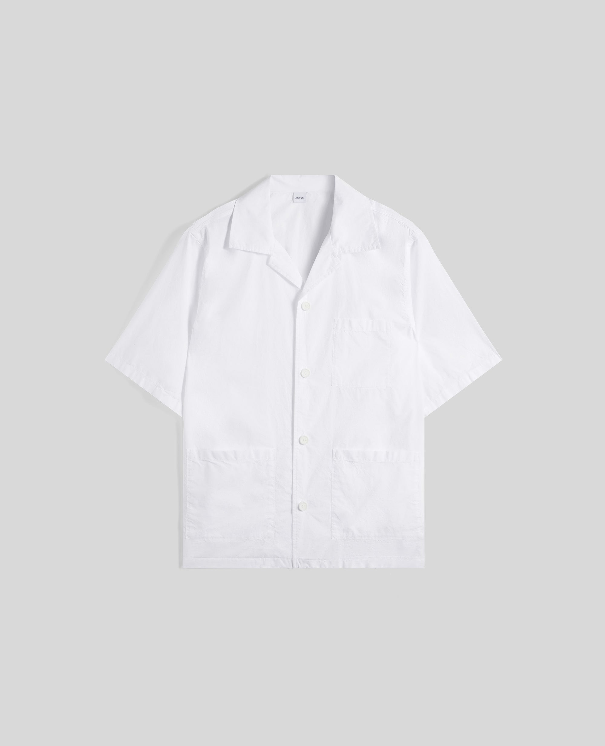 CAMICIA A MANICHE CORTE IN POPELINE DI COTONE-BIANCO-WHITE-BLANCO-WEISS-BLANC