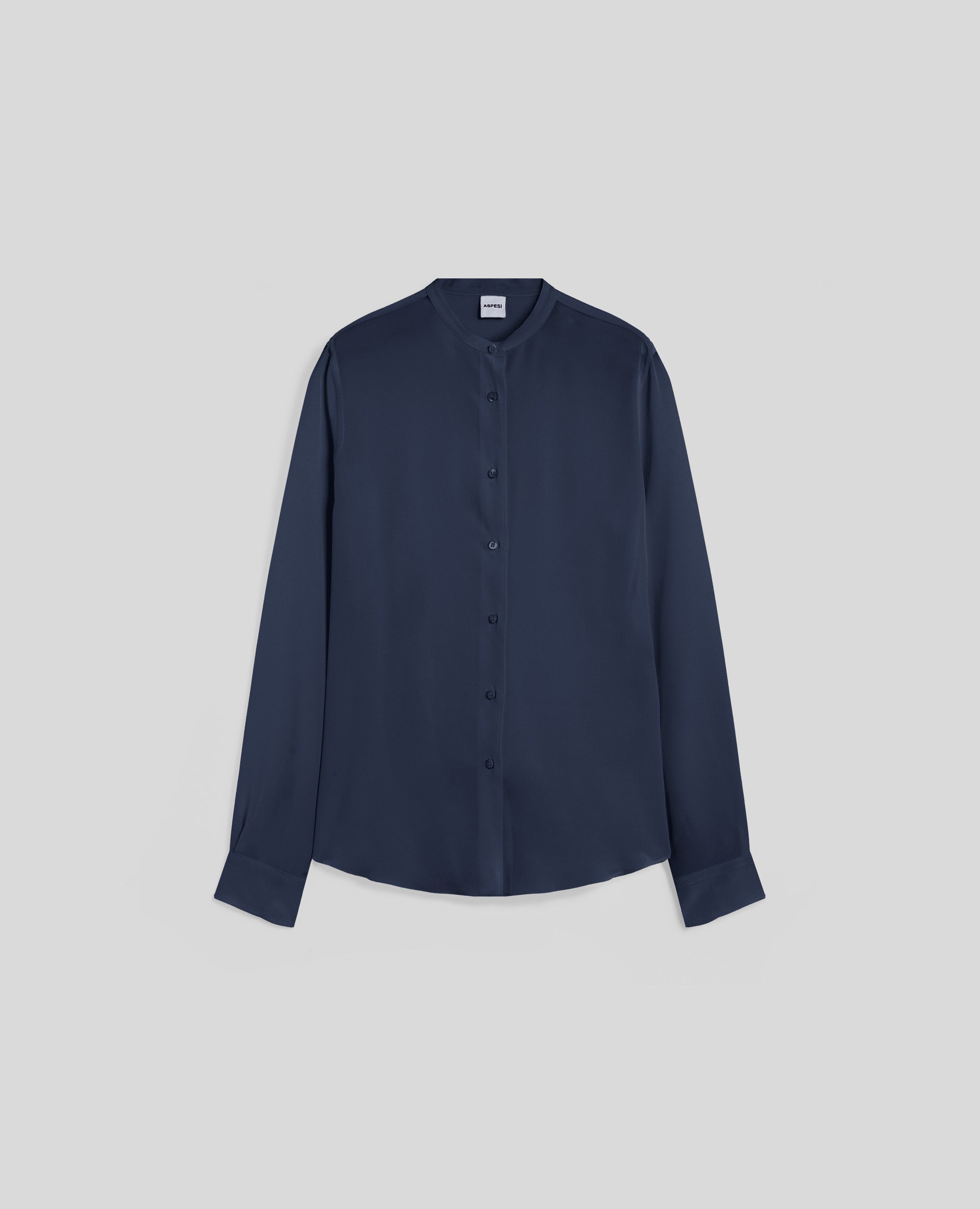 CAMICIA CON COLLO ALLA COREANA-BLU NAVY-NAVY BLUE-AZUL MARINO-MARINEBLAU-BLEU MARINE