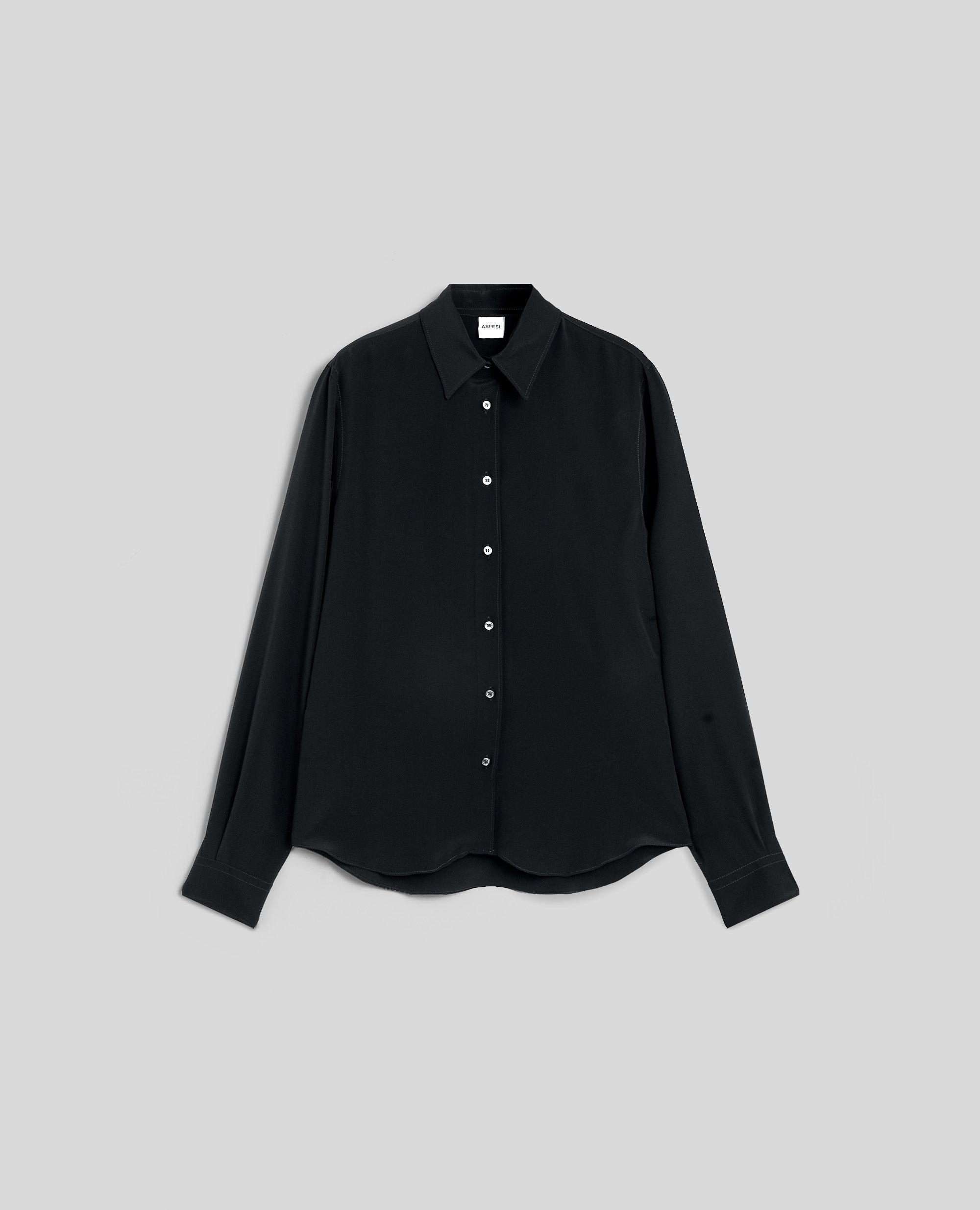 CAMICIA IN CREPE DE CHINE DI SETA-NERO-BLACK-NEGRO-SCHWARZ-NOIR