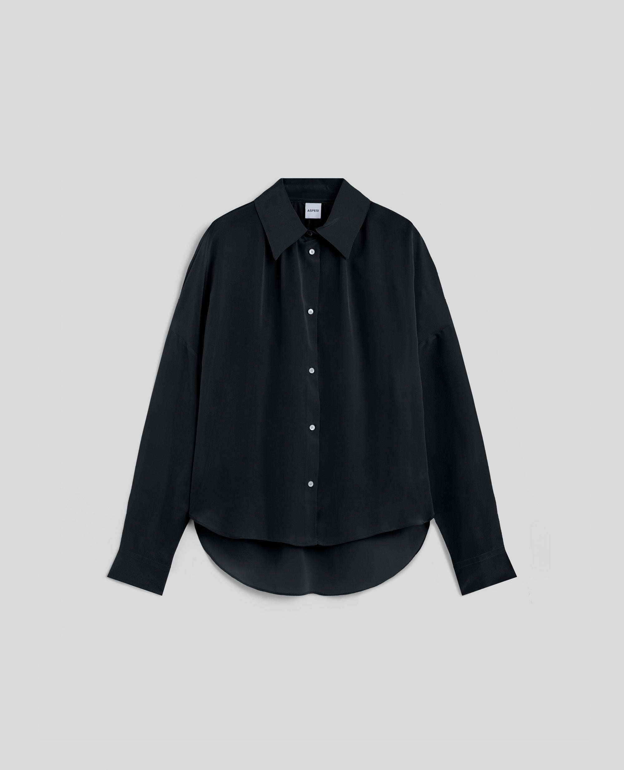 CAMICIA IN CREPE DE CHINE DI SETA-NERO-BLACK-NEGRO-SCHWARZ-NOIR