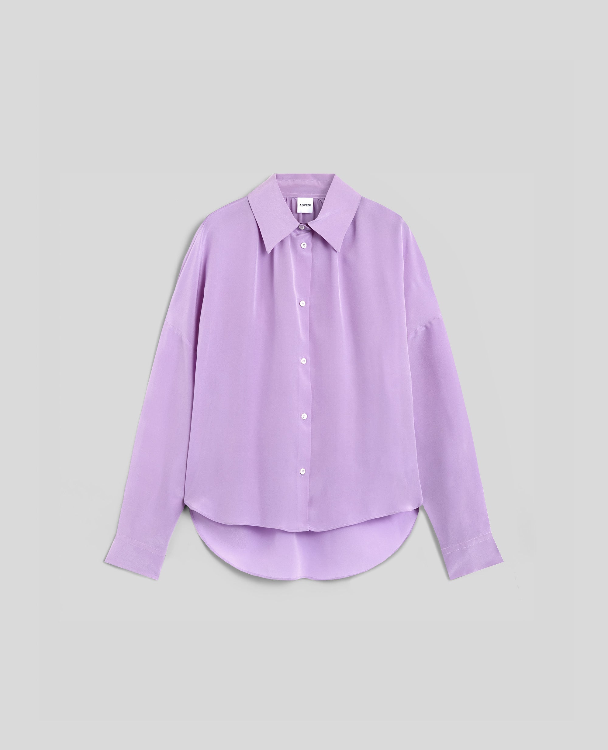 CAMICIA IN CREPE DE CHINE DI SETA-LILLA-LILAC-LILA-LILA-LILAS