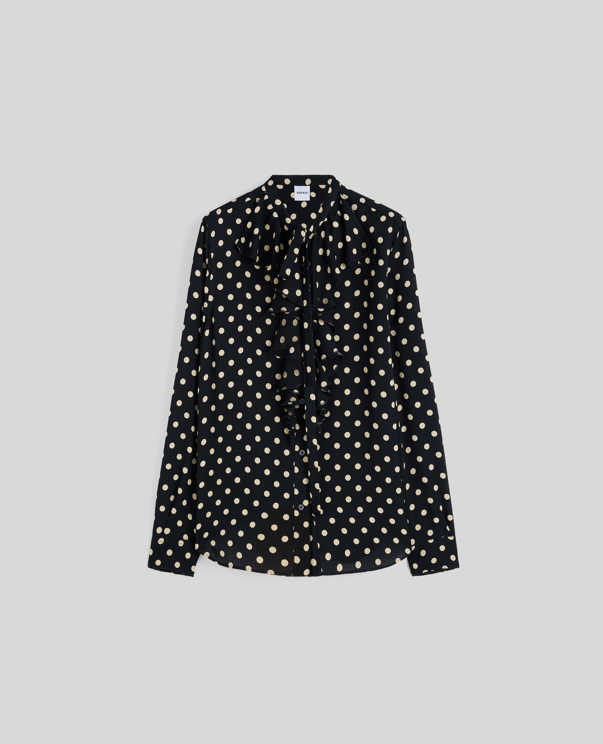 CAMICIA IN CREPE DI VISCOSA POIS-NERO-BLACK-NEGRO-SCHWARZ-NOIR