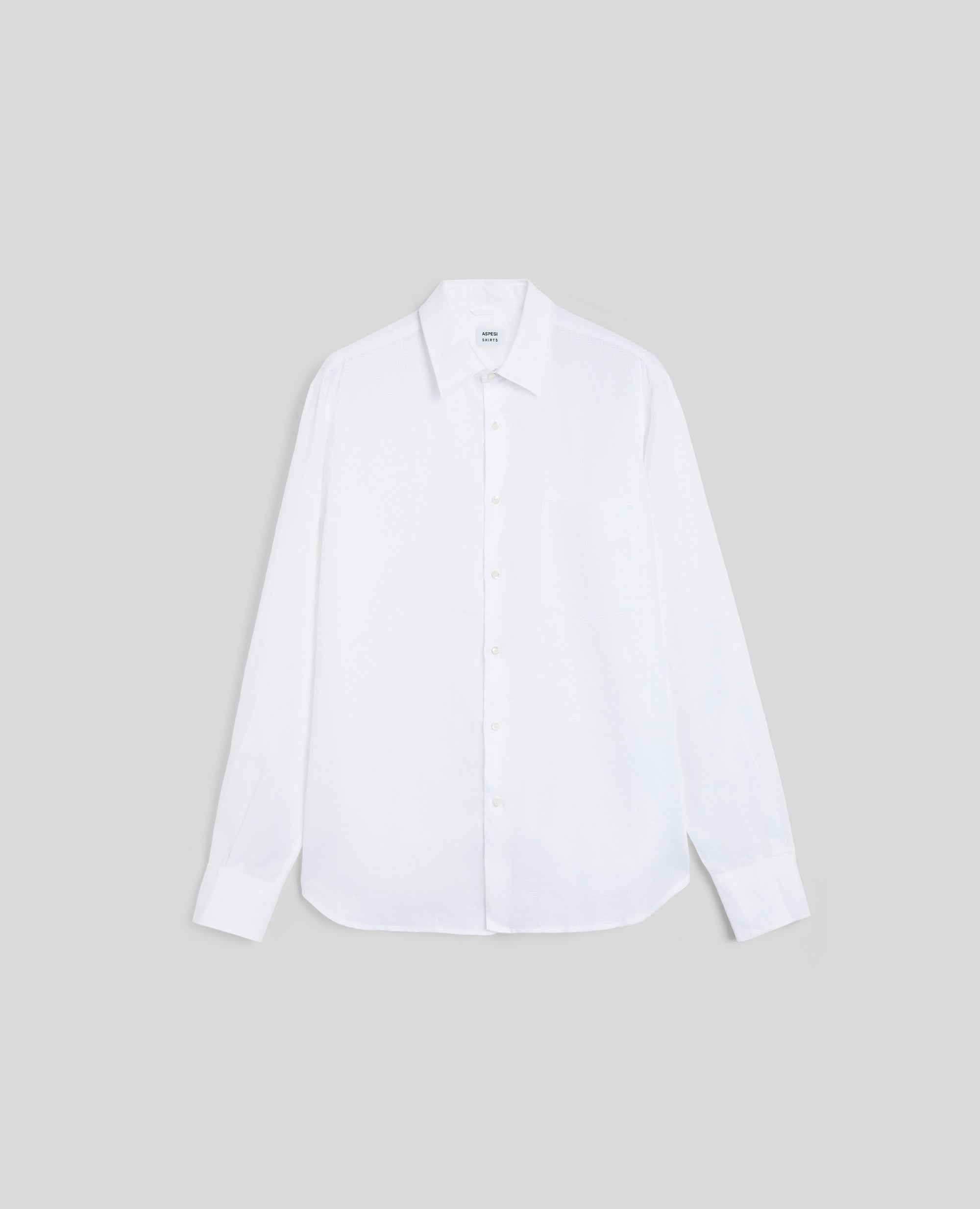 CAMICIA IN LINO CON TASCHINO-BIANCO-WHITE-BLANCO-WEISS-BLANC