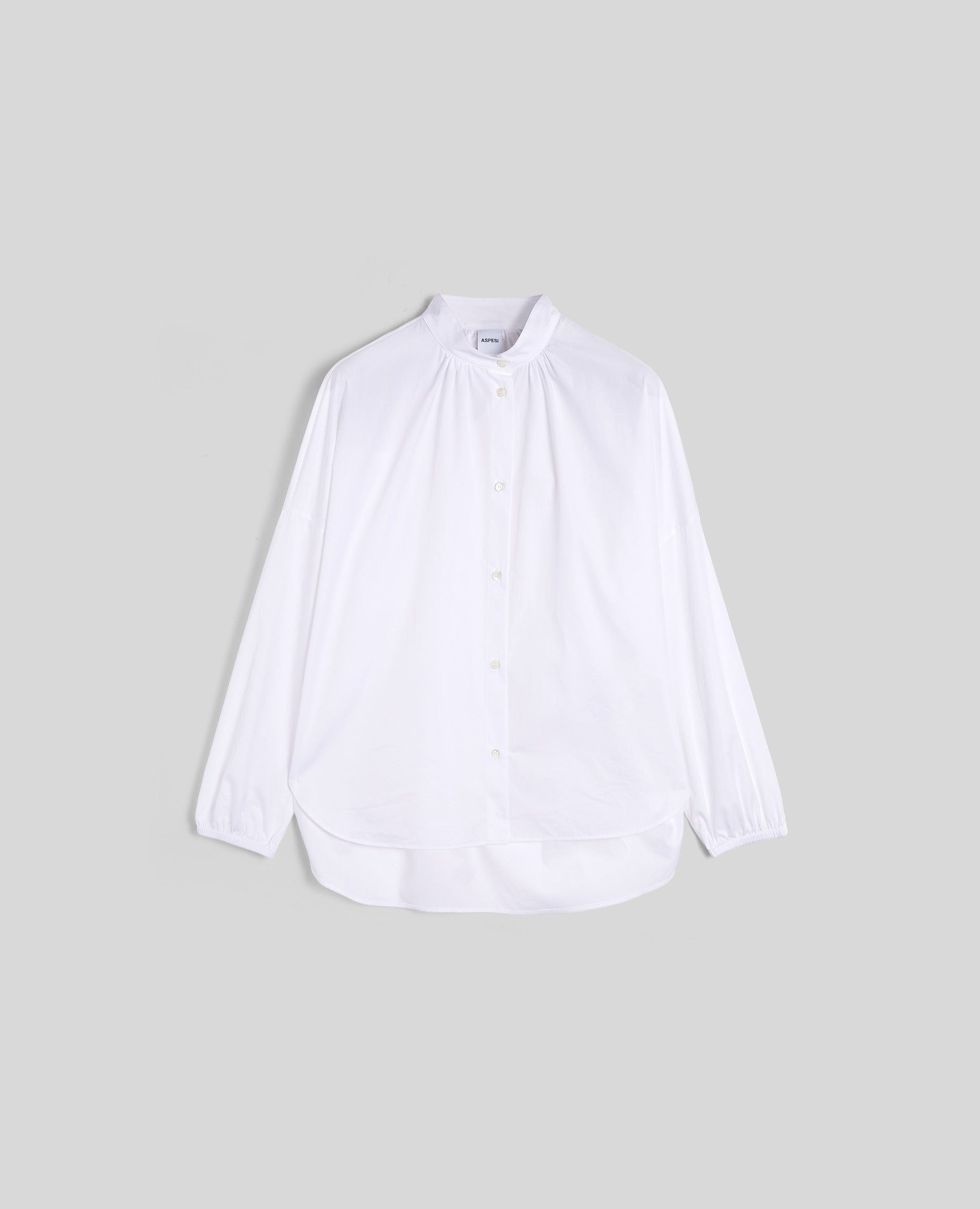 CAMICIA IN POPELINE CON ARRICCI-BIANCO-WHITE-BLANCO-WEISS-BLANC