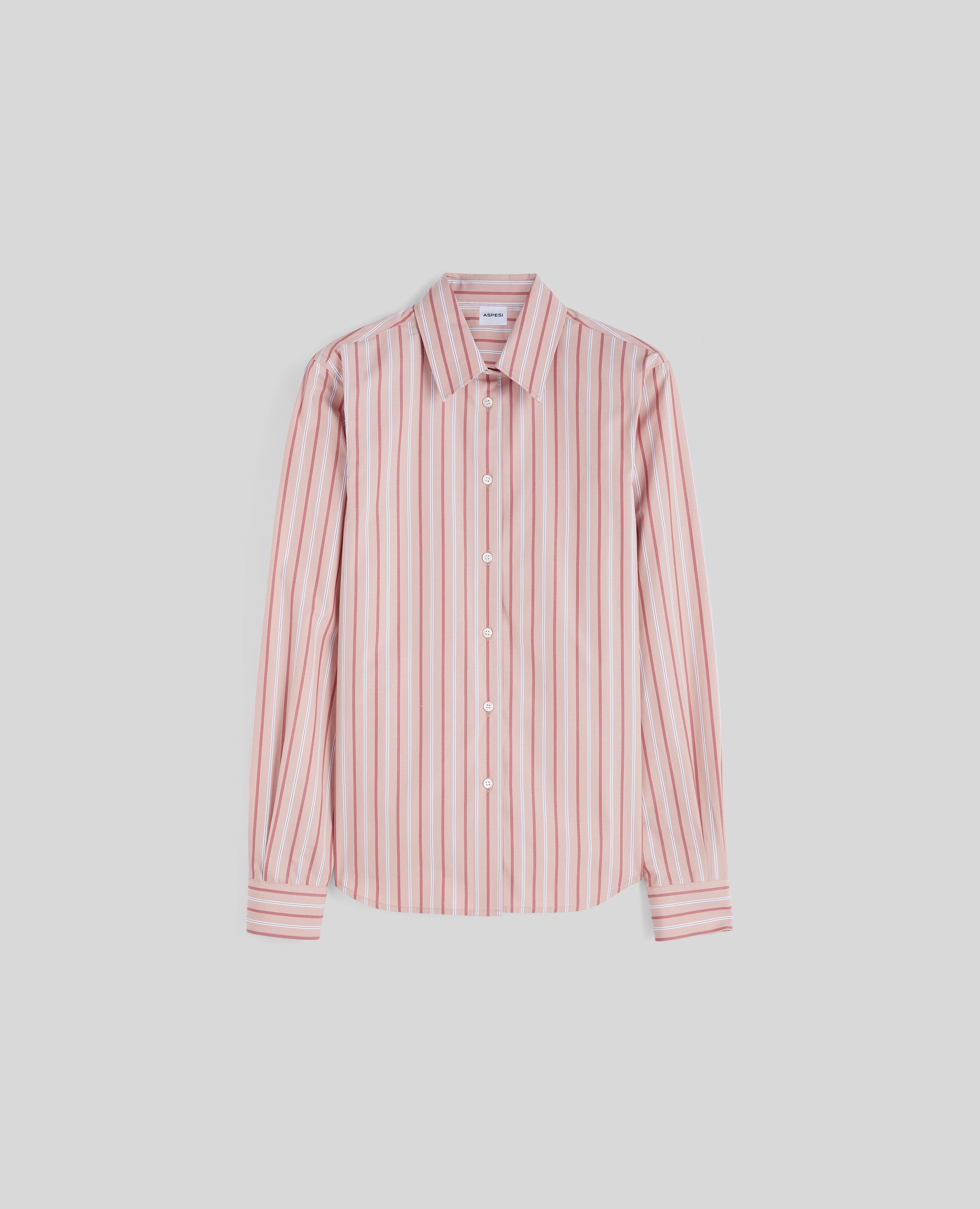 CAMICIA IN POPELINE DI COTONE A RIGHE-ROSA-PINK-ROSA-ROSA-ROSE