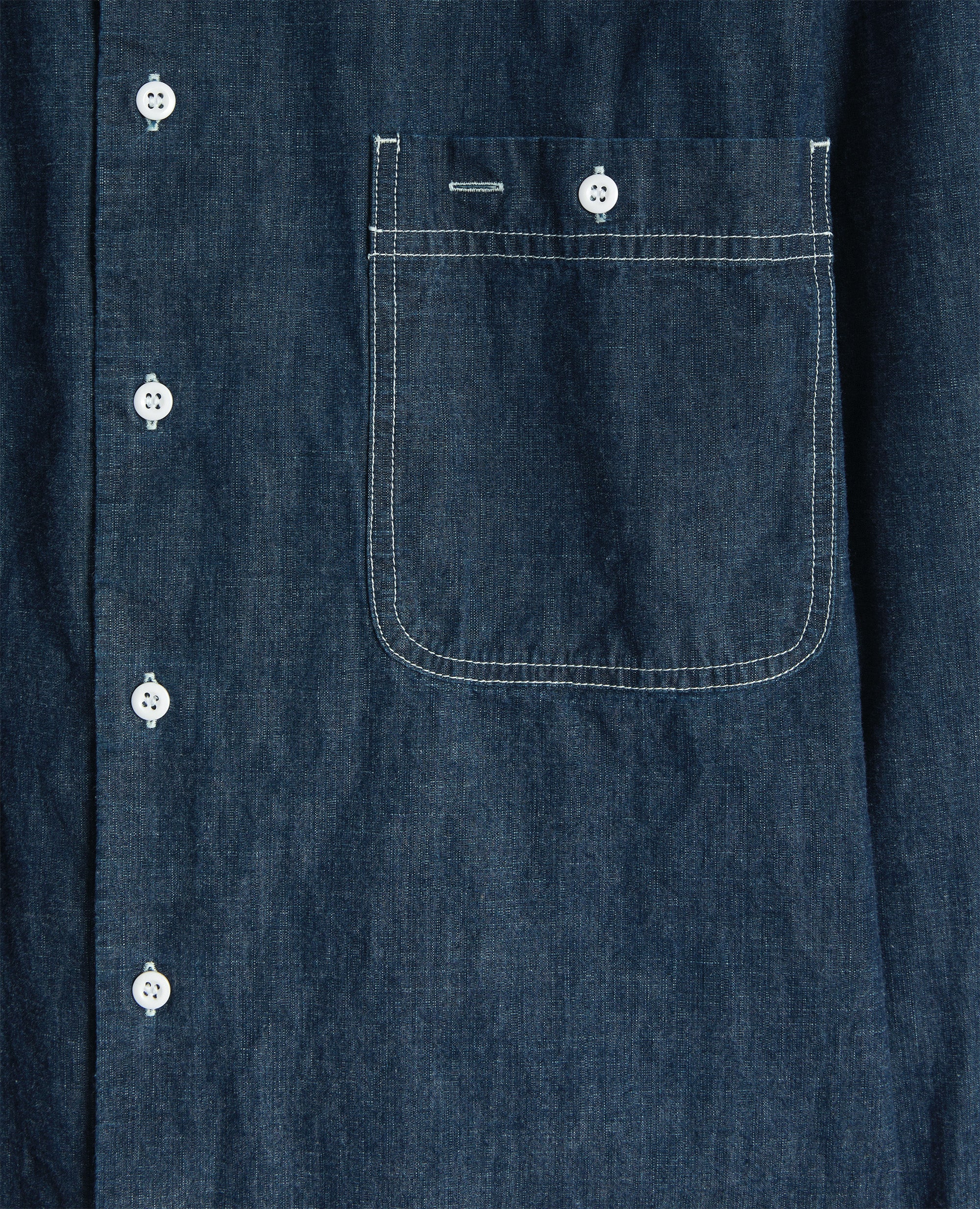 Wing Collar Shirt - Indigo Cotton Chambray | Nepenthes New York