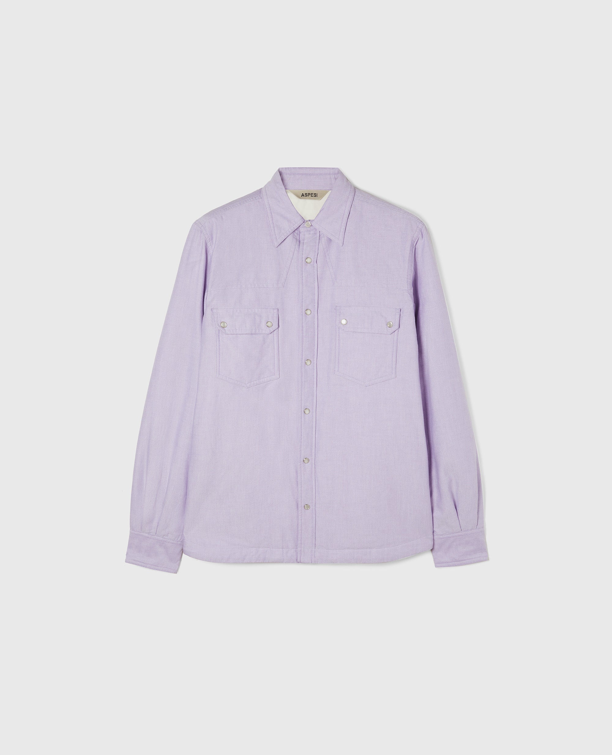 CAMICIA OXFORD WESTERN IMBOTTITA-LAVANDA-LAVANDER-LAVANDA-LAVENDEL-LAVANDE