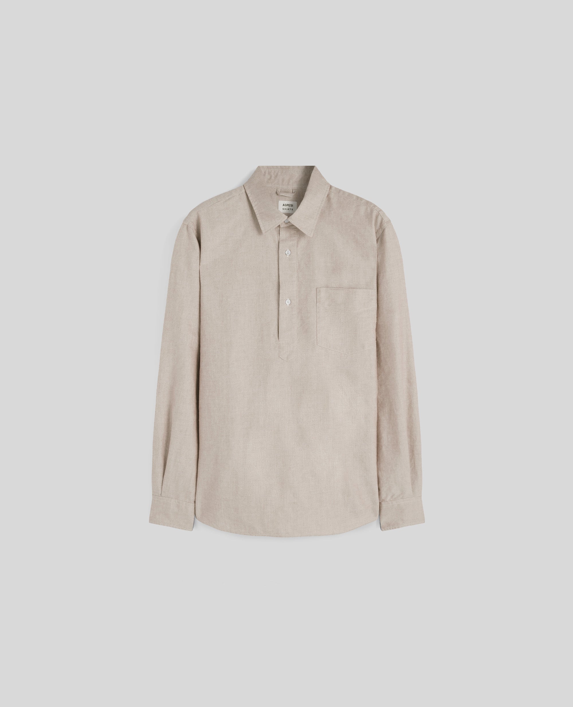 CAMICIA RICHIUSA IN COTONE OXFORD-BEIGE-BEIGE-BEIS-BEIGE-BEIGE