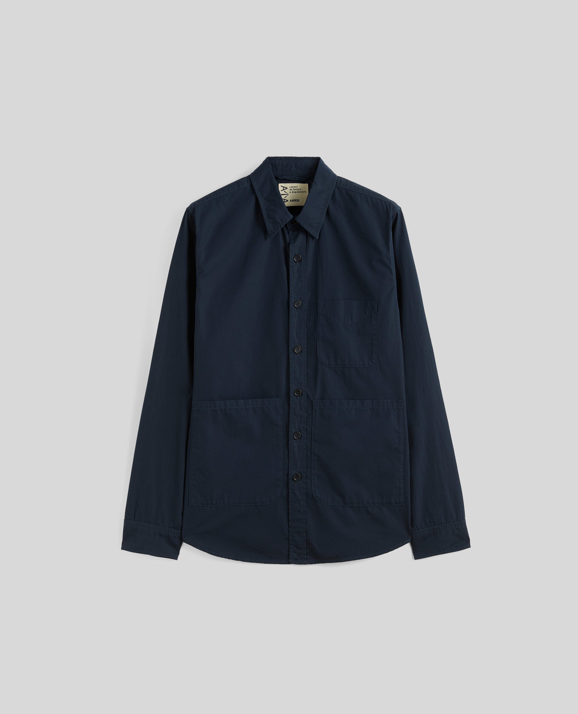 CAMICIA UTILITY IN POPELINE DI COTONE-NAVY-NAVY-AZUL MARINO-NAVY-NAVY