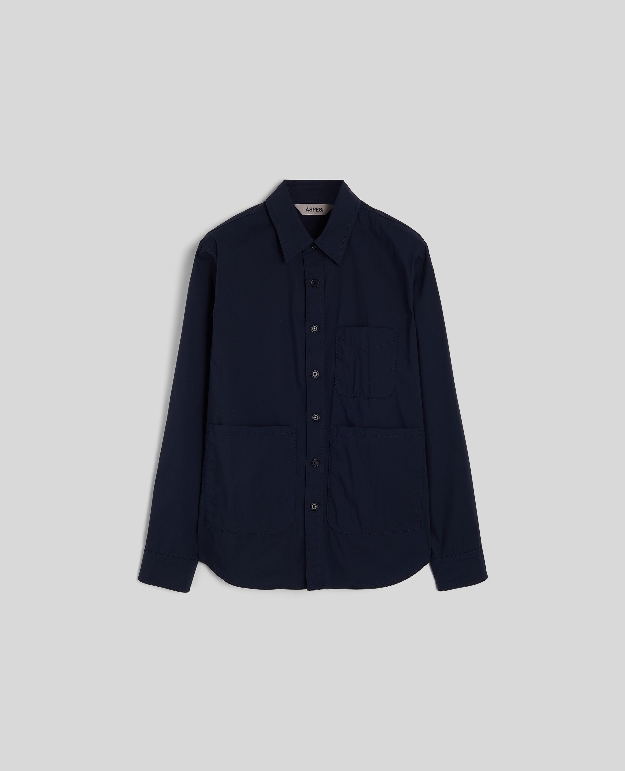 CAMICIA UTILITY IN POPELINE DI COTONE-NAVY-NAVY-AZUL MARINO-NAVY-NAVY