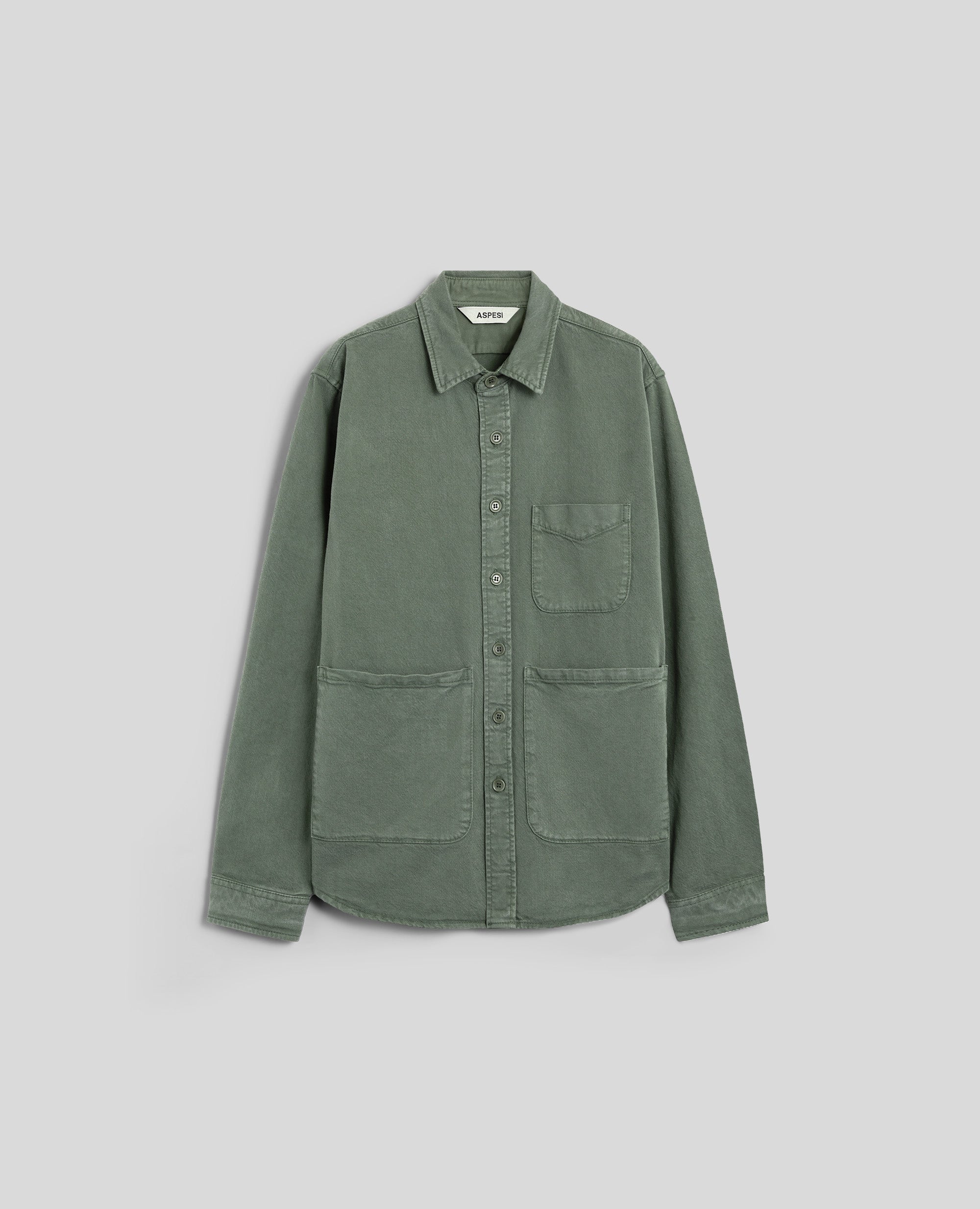 CAMICIA UTILITY IN TWILL DI COTONE-VERDONE-DARK GREEN-VERDER¢N-DUNKELGRUN-VERT FONCE