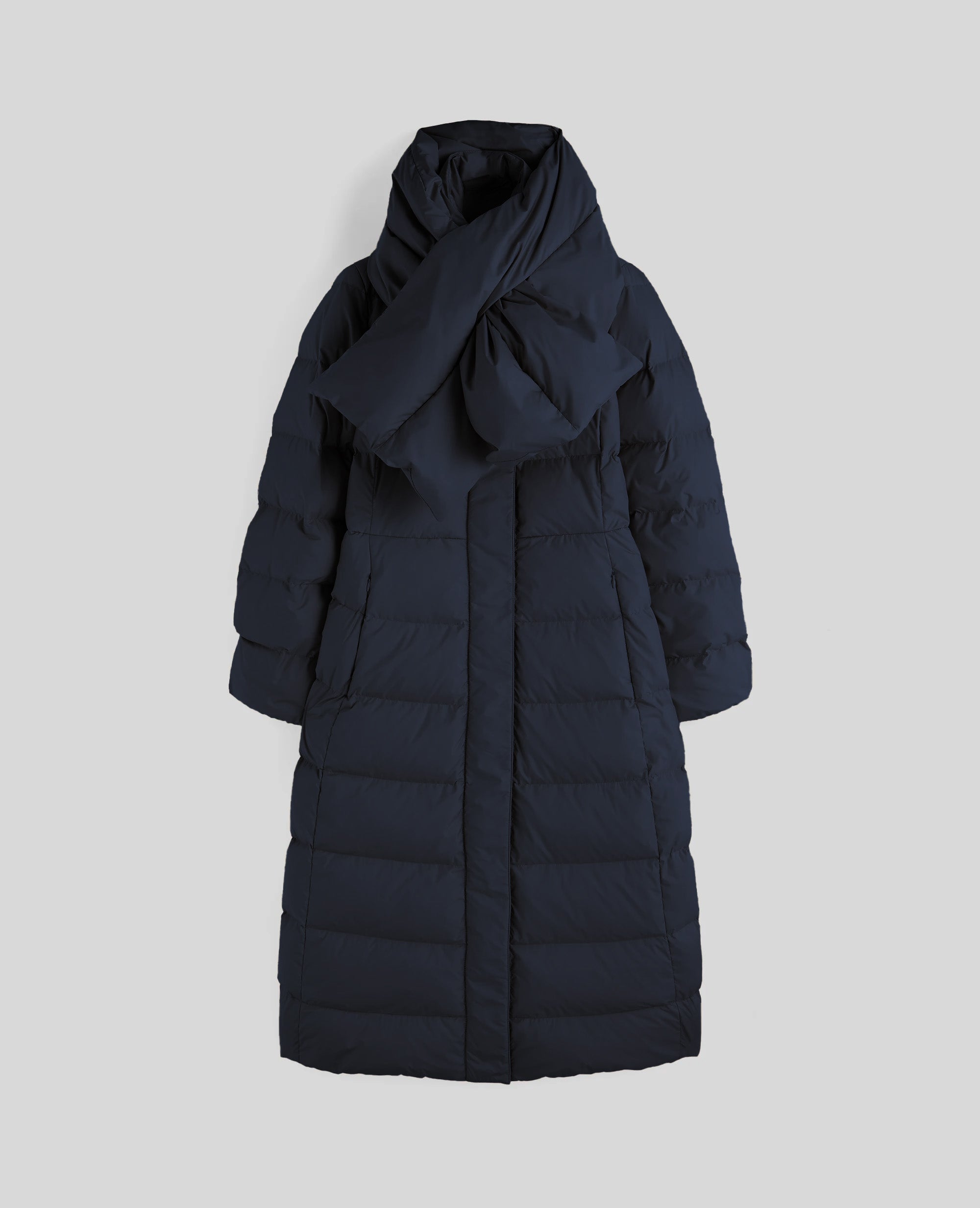 CAPPOTTO BRERA IN NYLON CIRE CON SCIARPA-NAVY-NAVY-AZUL MARINO-NAVY-NAVY