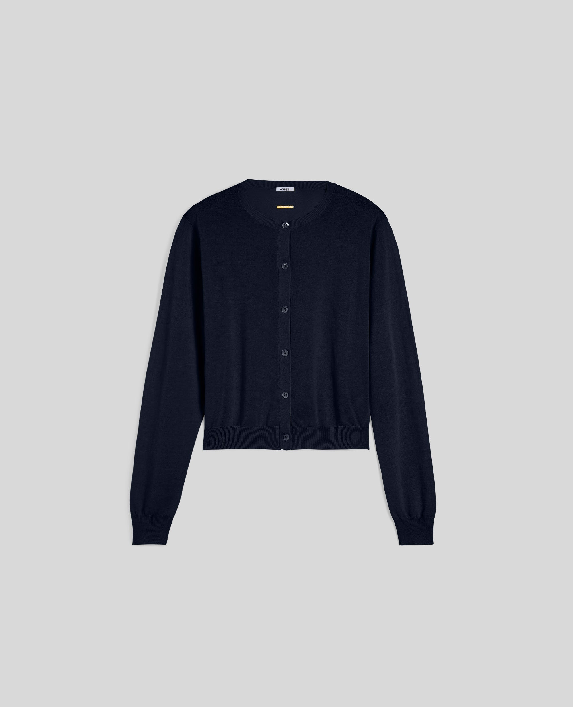 CARDIGAN GIROCOLLO IN COTONE-NAVY-NAVY-AZUL MARINO-NAVY-NAVY