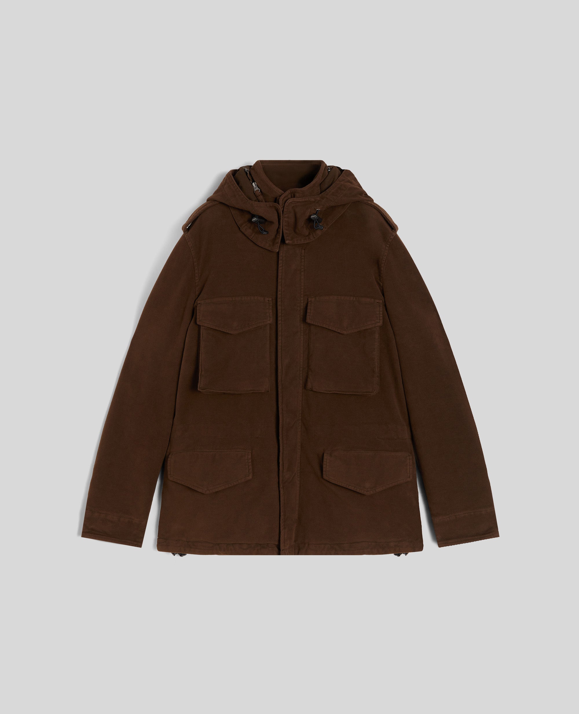 Field jacket in fustagno tinto capo-MARRONE-BROWN-MARR¢N-BRAUN-MARRON