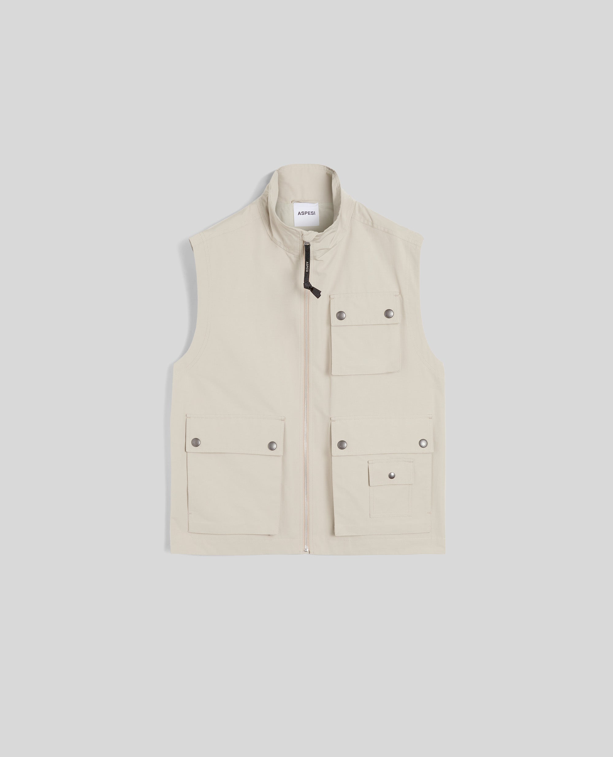 GILET BANE IN TELA DI MISTO COTONE-SABBIA-SAND-ARENA-SAND-SABLE