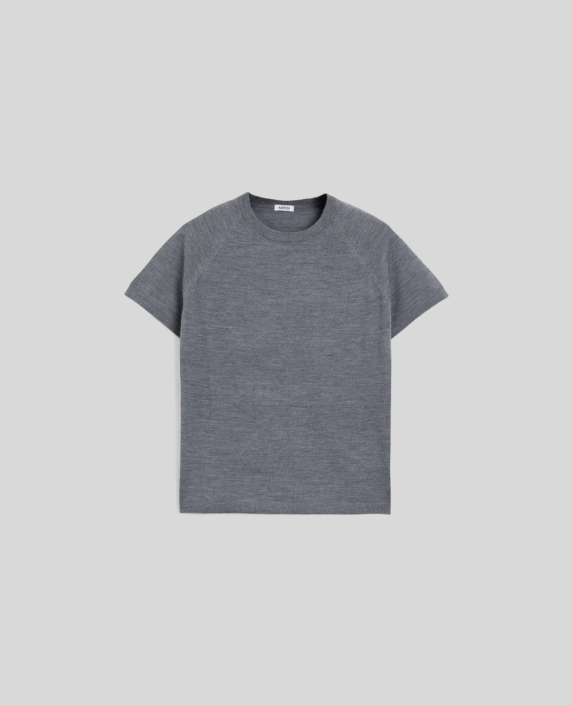 MAGLIA GIROCOLLO A MANICHE CORTE-GRIGIO-GREY-GRIS-GRAU-GRIS